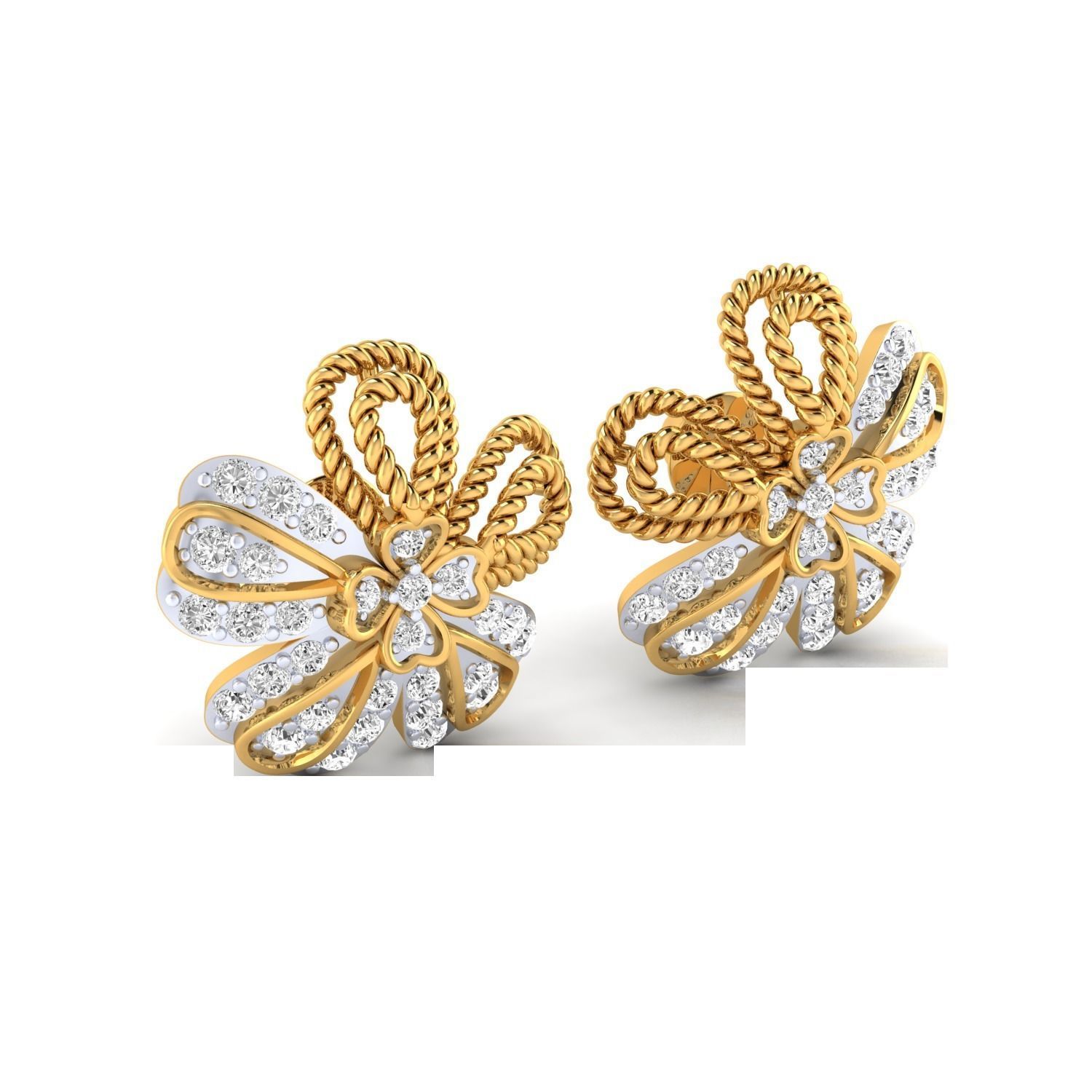 Women Stud Earrings STL JCD OBJ FBX Renders Details 3D print model_4