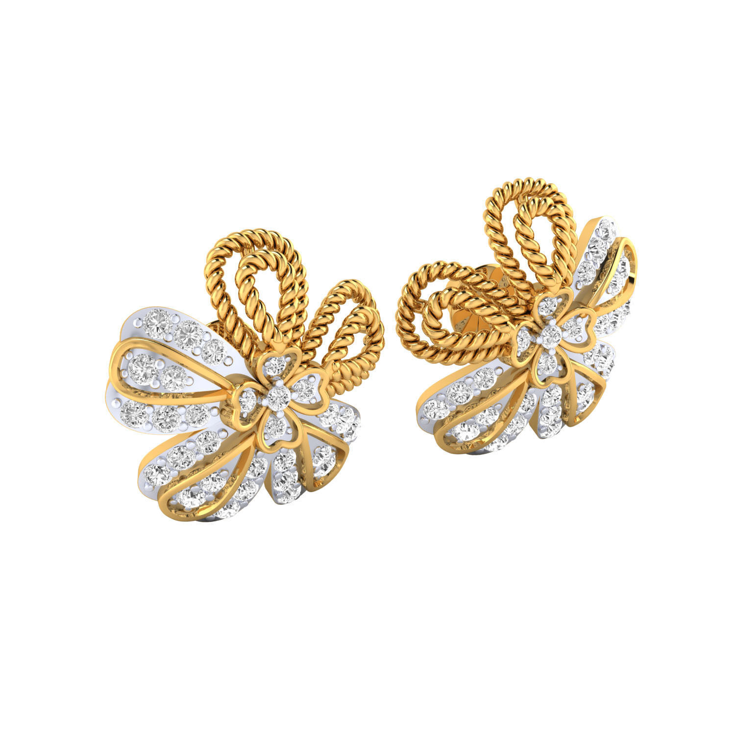 Women Stud Earrings STL JCD OBJ FBX Renders Details 3D print model_3