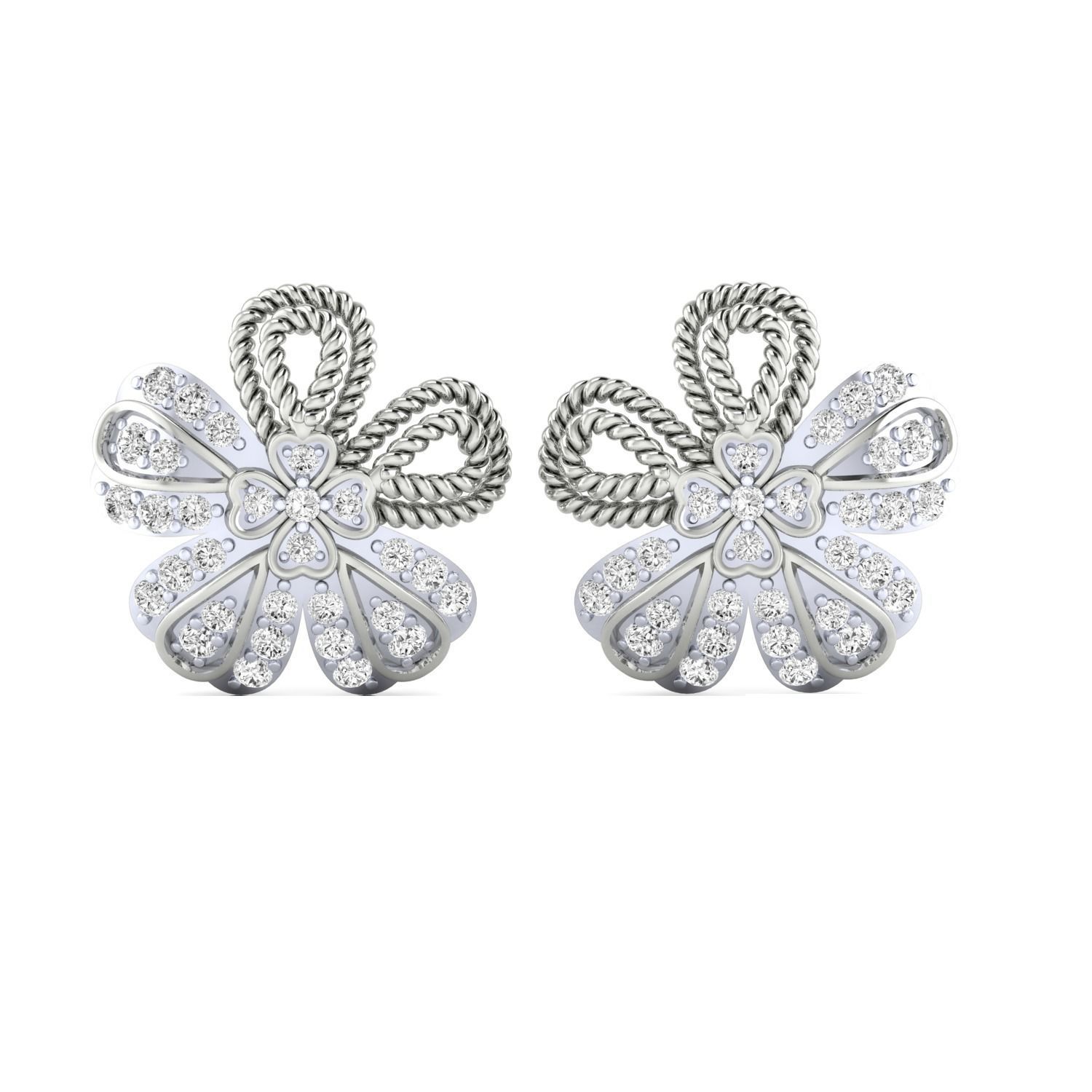 Women Stud Earrings STL JCD OBJ FBX Renders Details 3D print model_9