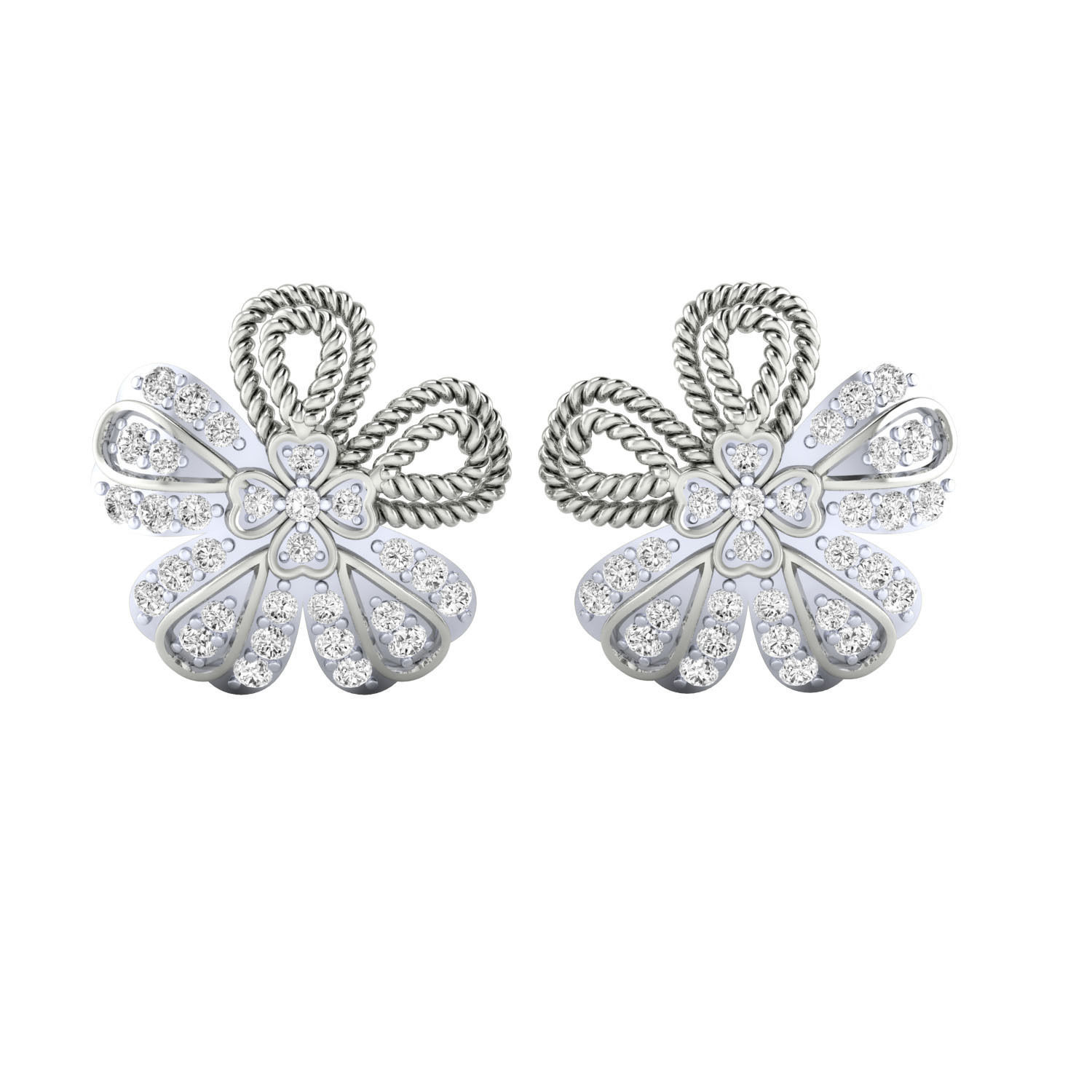 Women Stud Earrings STL JCD OBJ FBX Renders Details 3D print model_7