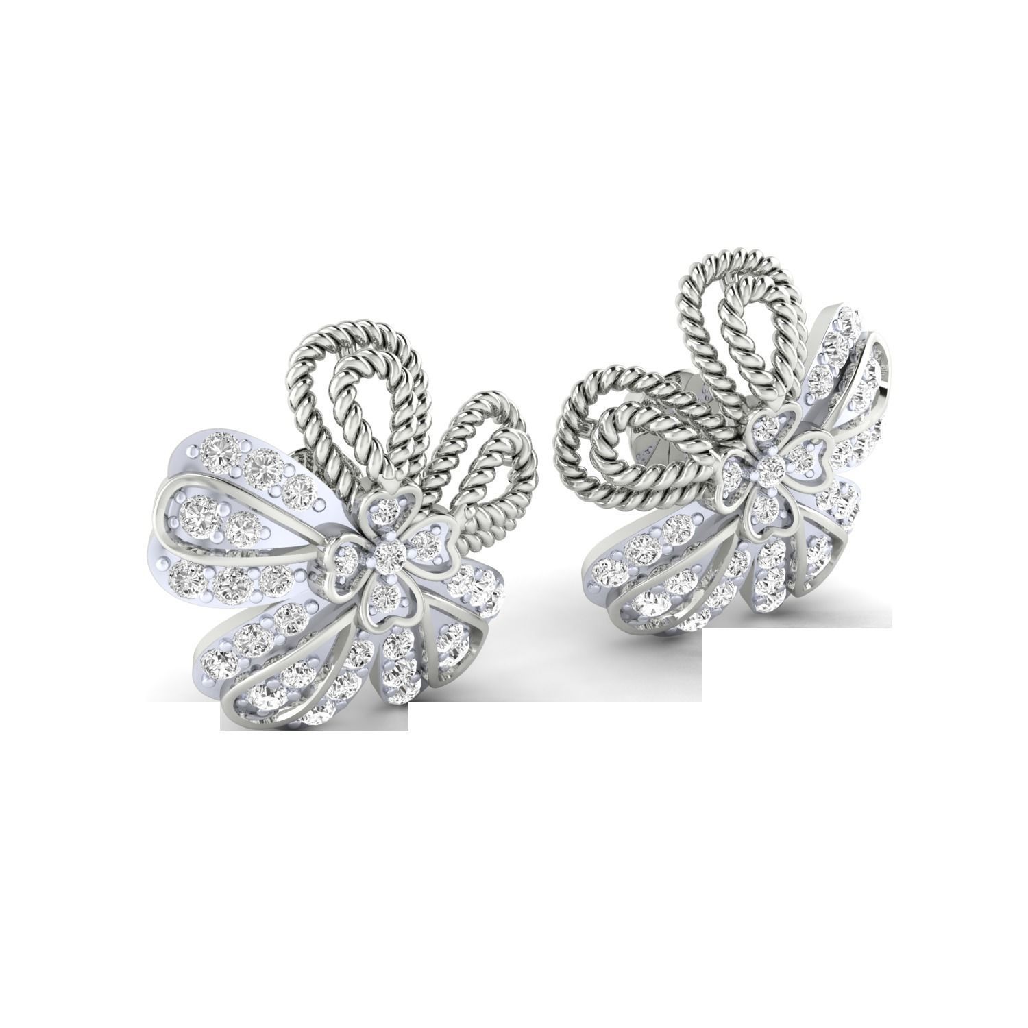 Women Stud Earrings STL JCD OBJ FBX Renders Details 3D print model_2