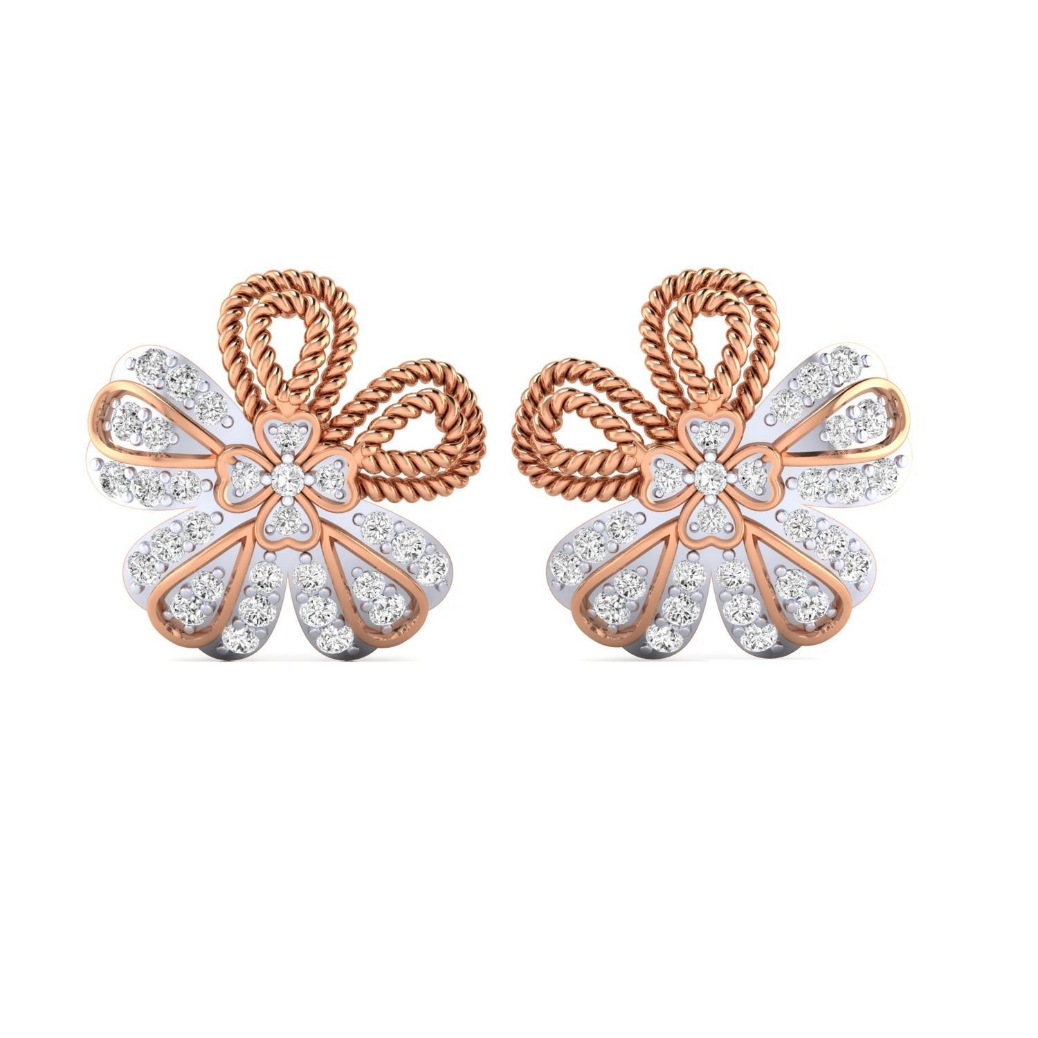 Women Stud Earrings STL JCD OBJ FBX Renders Details 3D print model_8