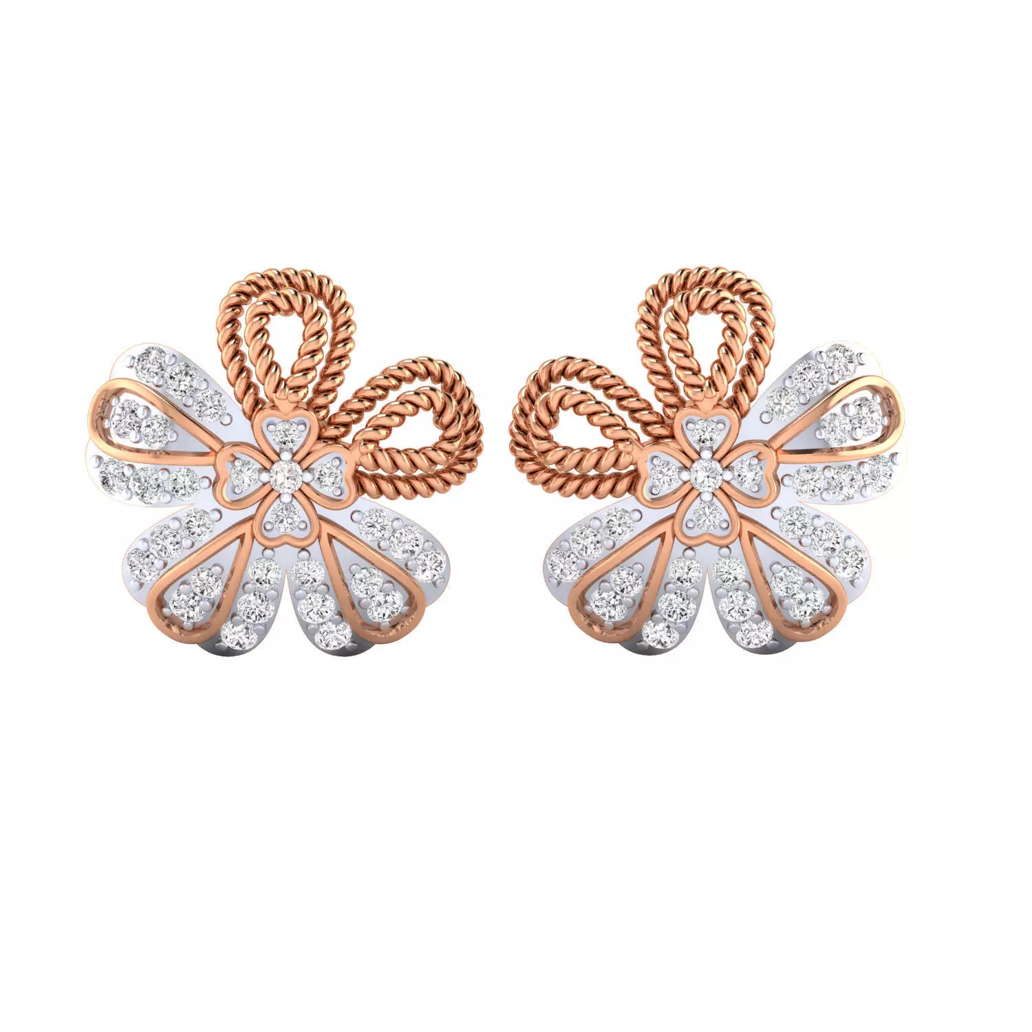 Women Stud Earrings STL JCD OBJ FBX Renders Details 3D print model_0