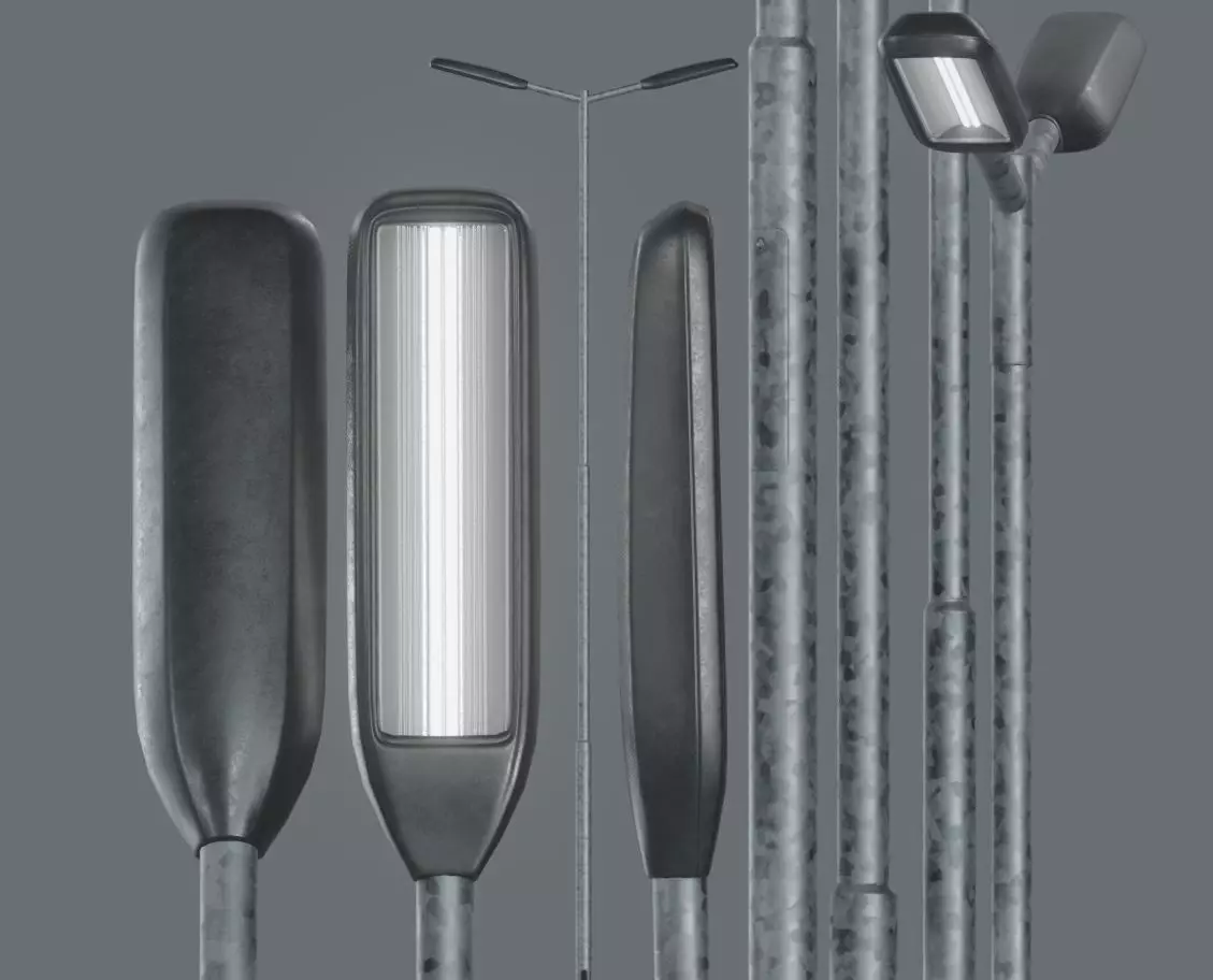 Street Light 3 Galvanized F2 M1 K0 6000 mm Low-poly 3D model_0