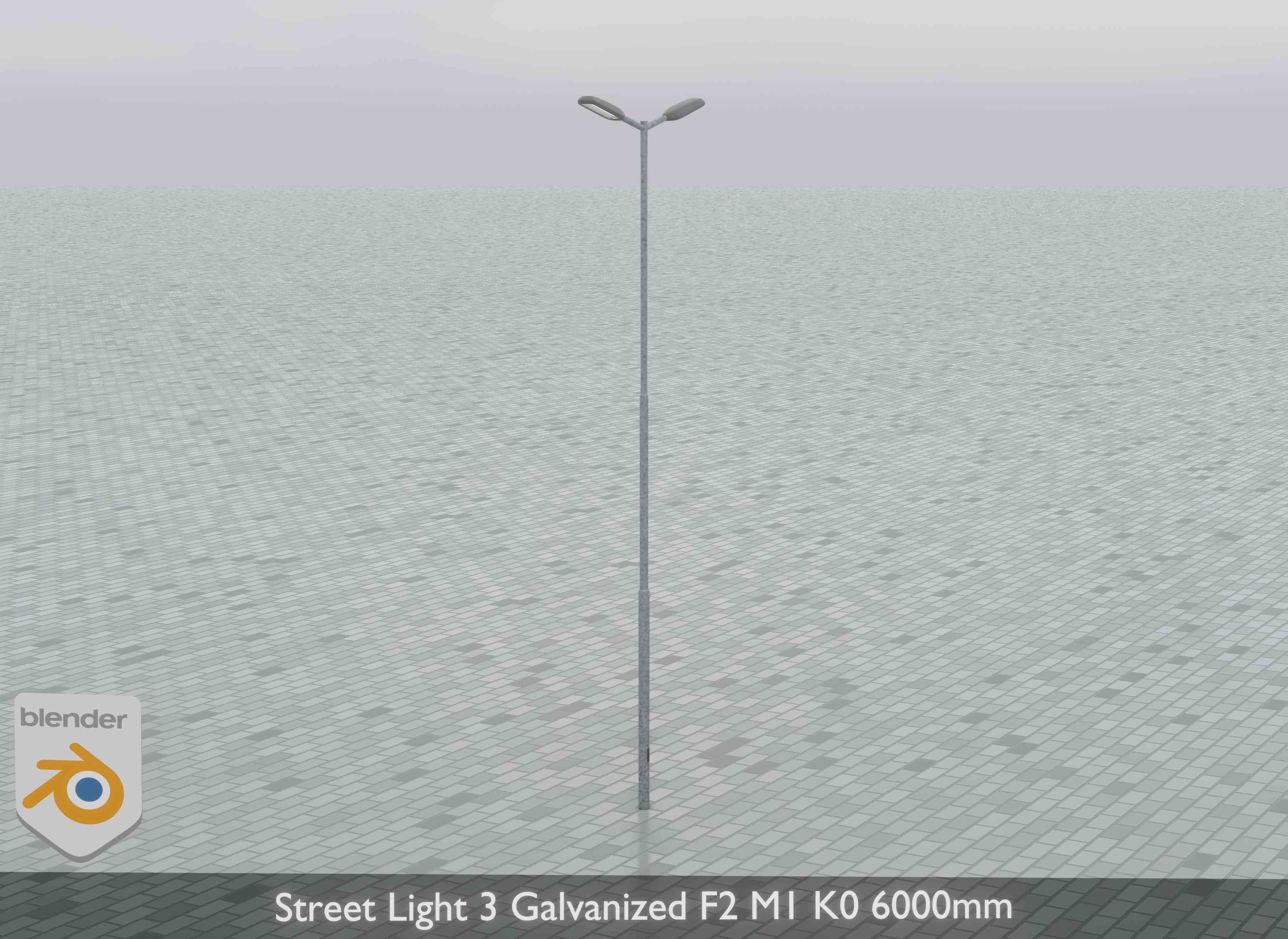 Street Light 3 Galvanized F2 M1 K0 6000 mm Low-poly 3D model_7