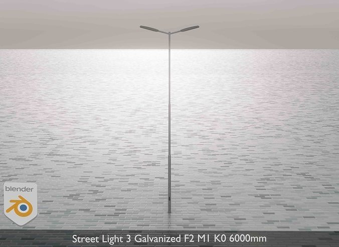 Street Light 3 Galvanized F2 M1 K0 6000 mm Low-poly 3D model 2