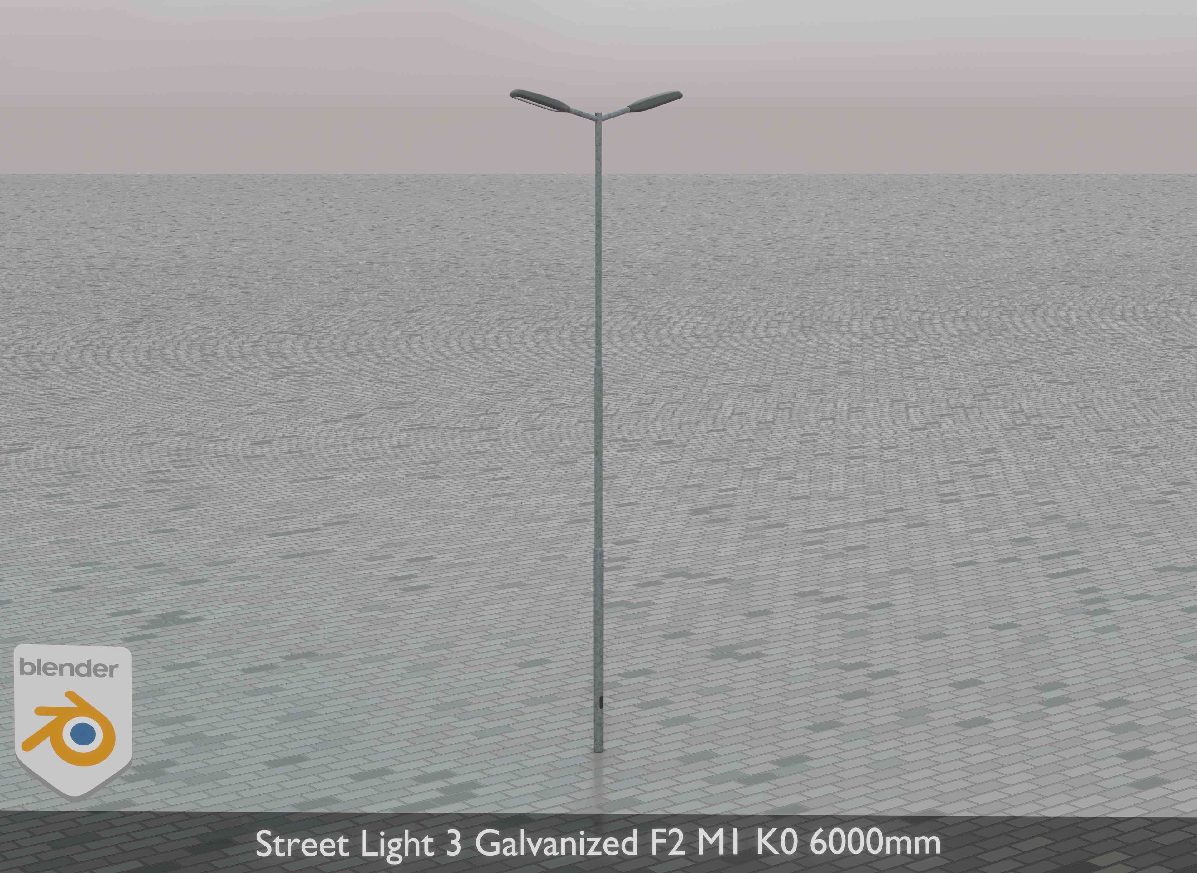 Street Light 3 Galvanized F2 M1 K0 6000 mm Low-poly 3D model_35