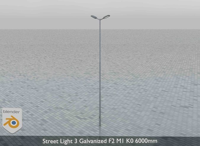 Street Light 3 Galvanized F2 M1 K0 6000 mm Low-poly 3D model 5