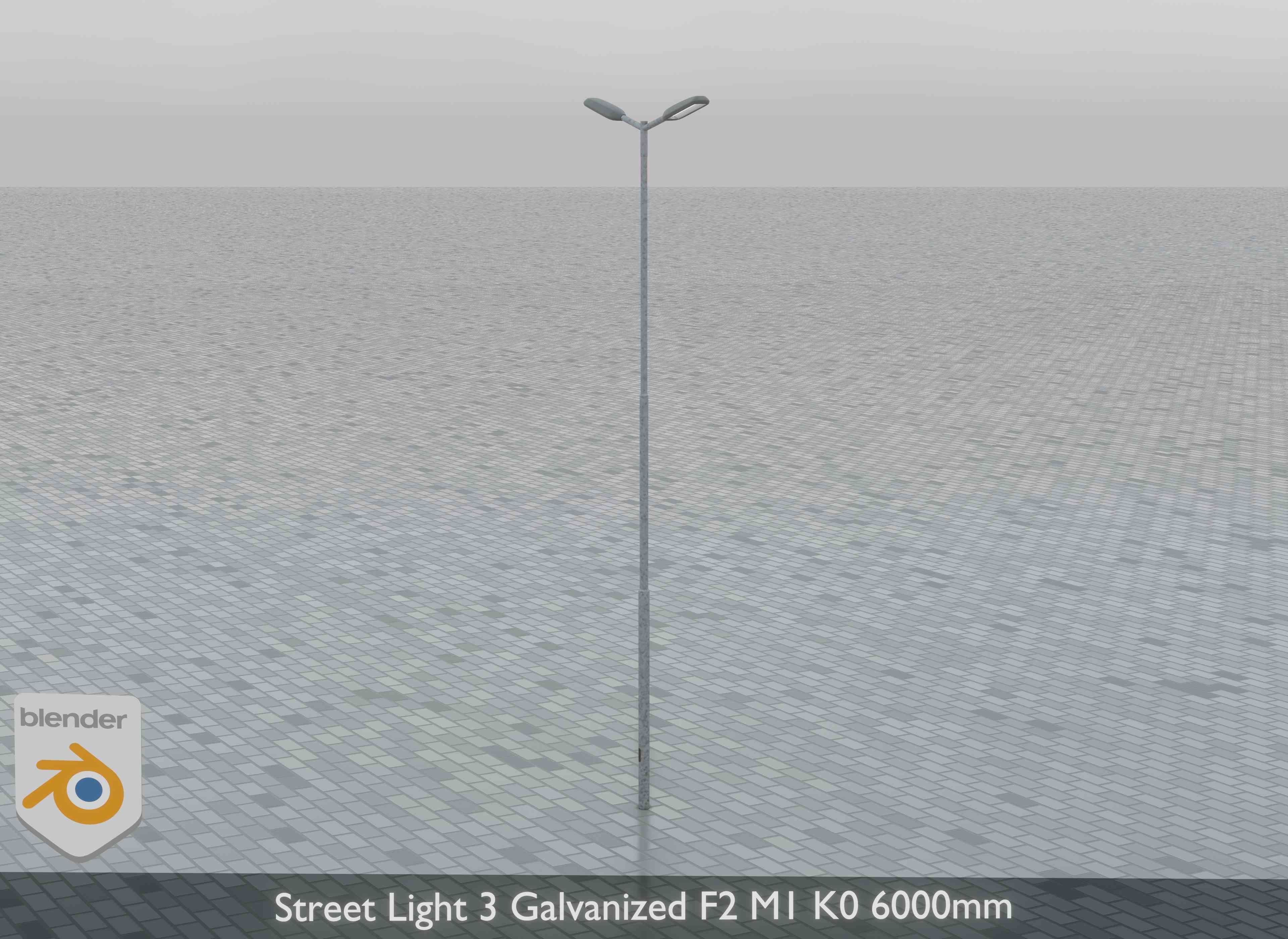 Street Light 3 Galvanized F2 M1 K0 6000 mm Low-poly 3D model_4