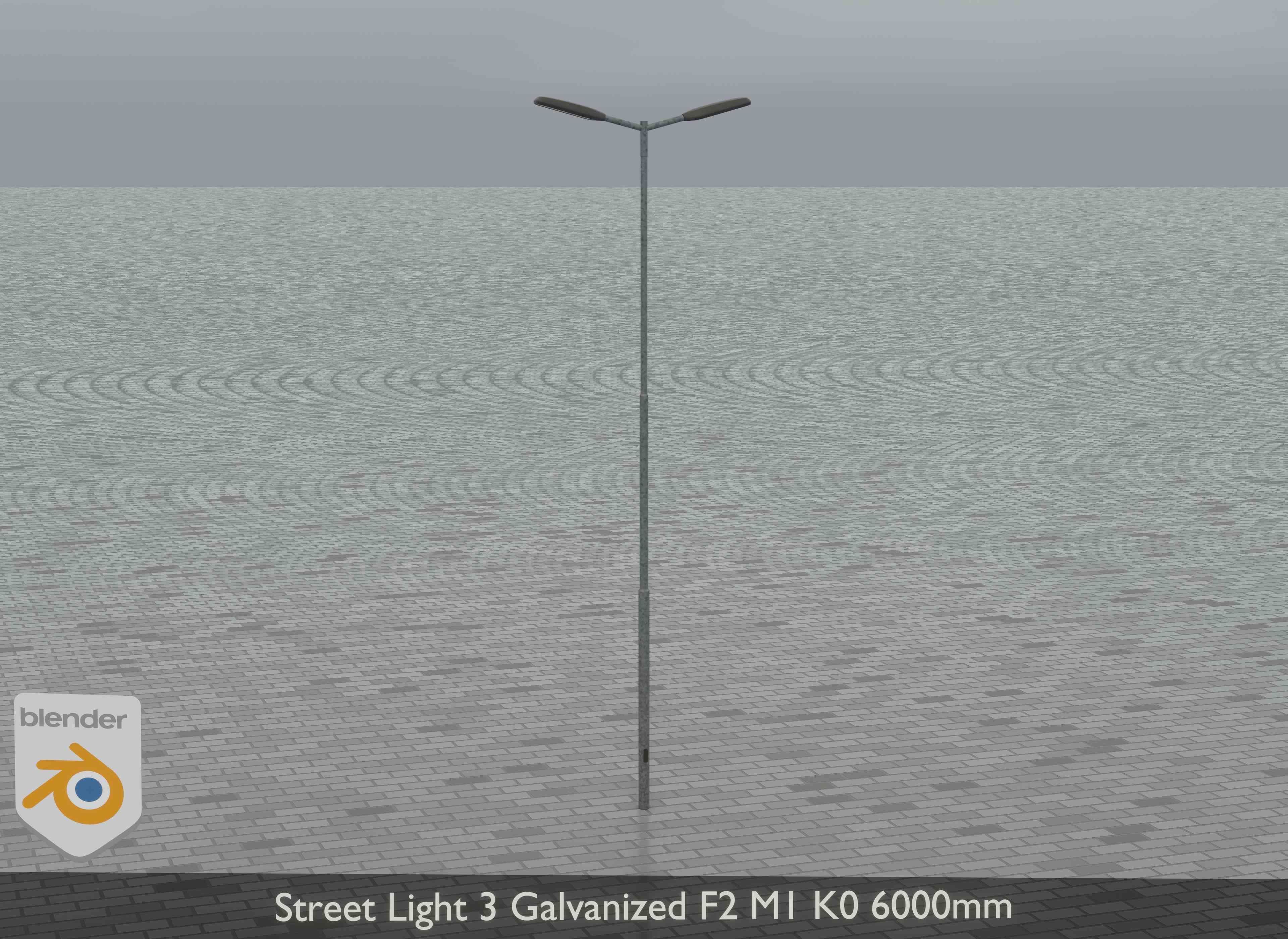 Street Light 3 Galvanized F2 M1 K0 6000 mm Low-poly 3D model_9