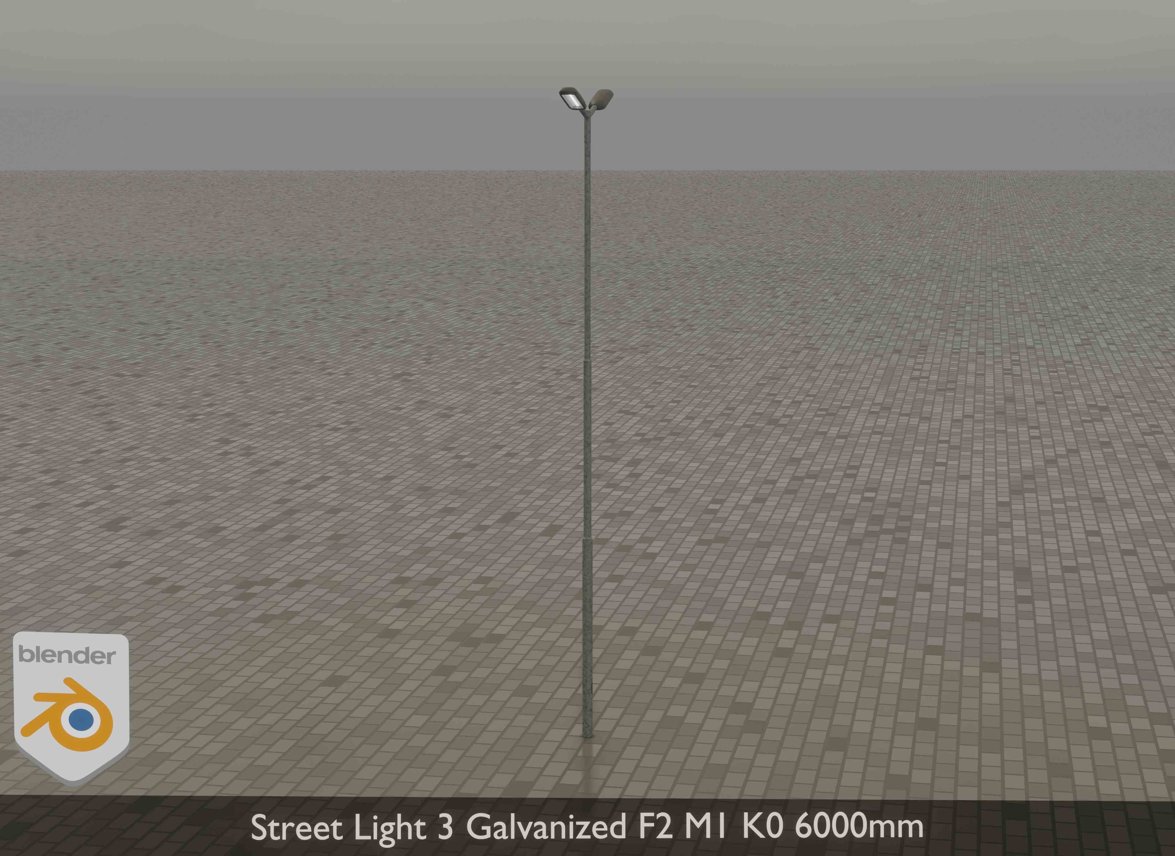Street Light 3 Galvanized F2 M1 K0 6000 mm Low-poly 3D model_15
