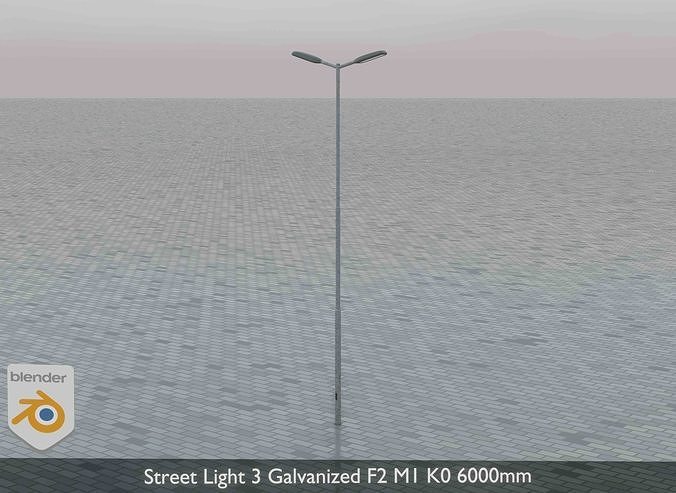 Street Light 3 Galvanized F2 M1 K0 6000 mm Low-poly 3D model 4