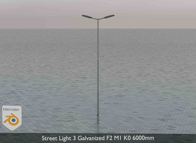 Street Light 3 Galvanized F2 M1 K0 6000 mm Low-poly 3D model 3