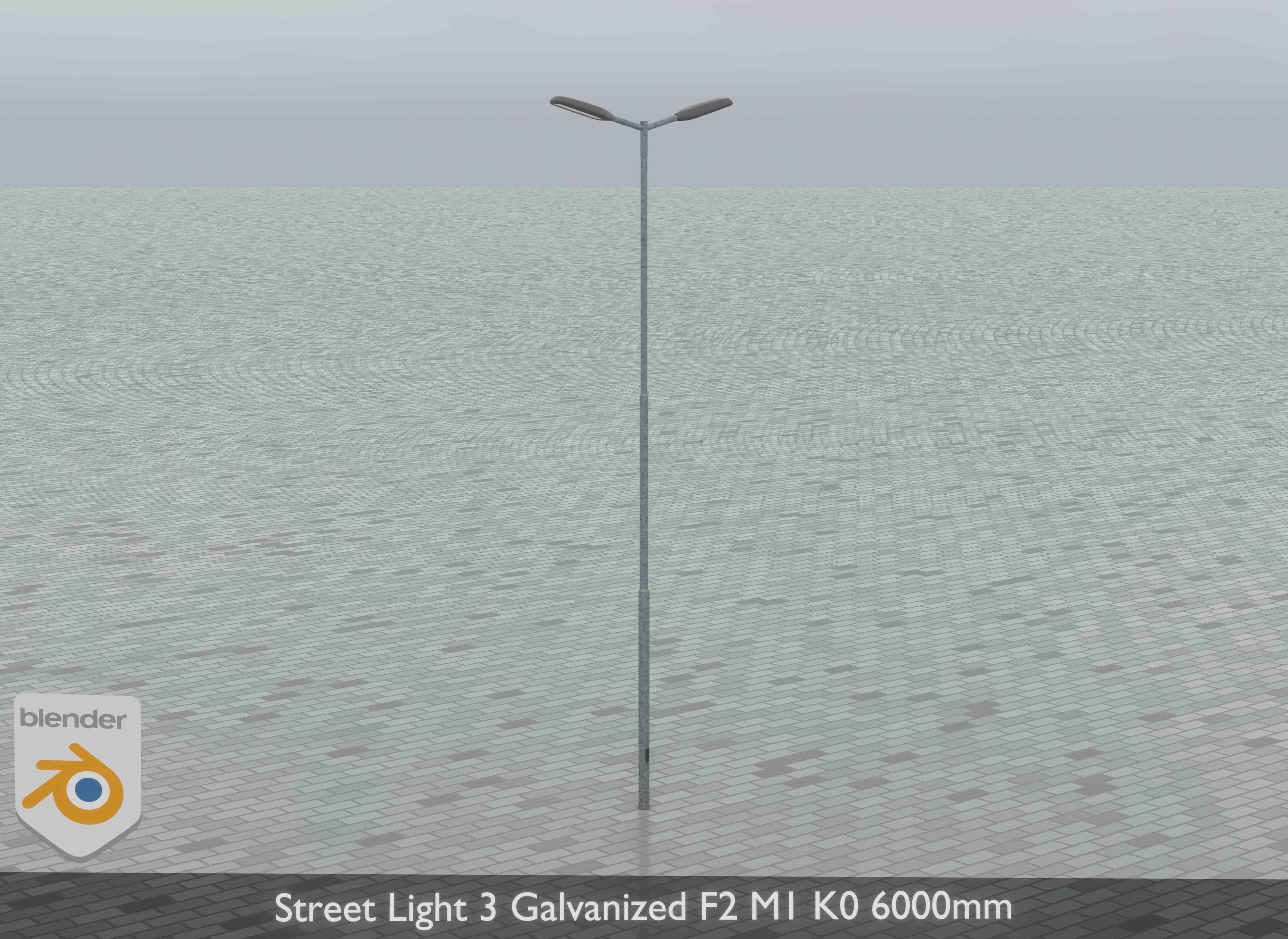 Street Light 3 Galvanized F2 M1 K0 6000 mm Low-poly 3D model_8