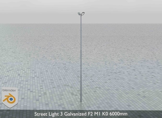 Street Light 3 Galvanized F2 M1 K0 6000 mm Low-poly 3D model 6