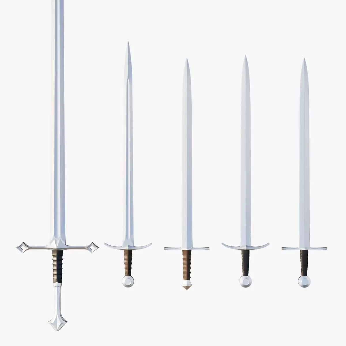 Collection medieval swords 01-05 plus old textures and sheaths 3D model_0