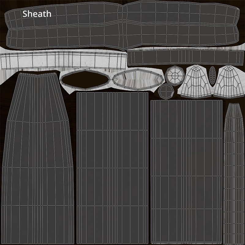 Collection medieval swords 01-05 plus old textures and sheaths 3D model_59