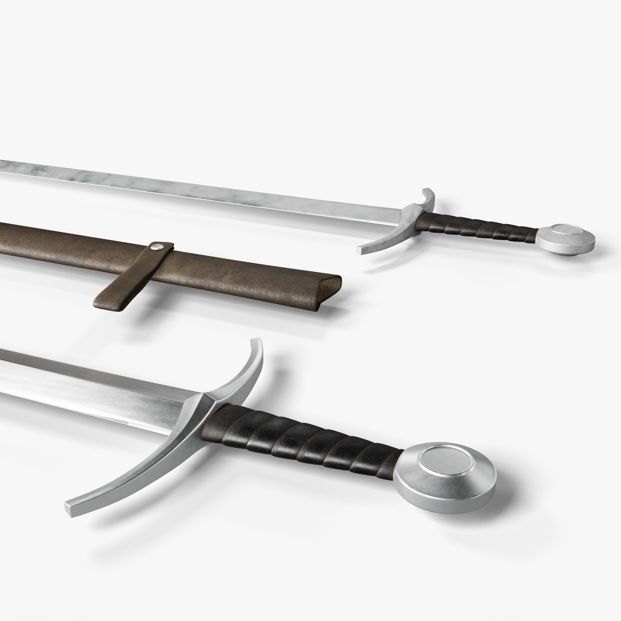 Collection medieval swords 01-05 plus old textures and sheaths 3D model_43