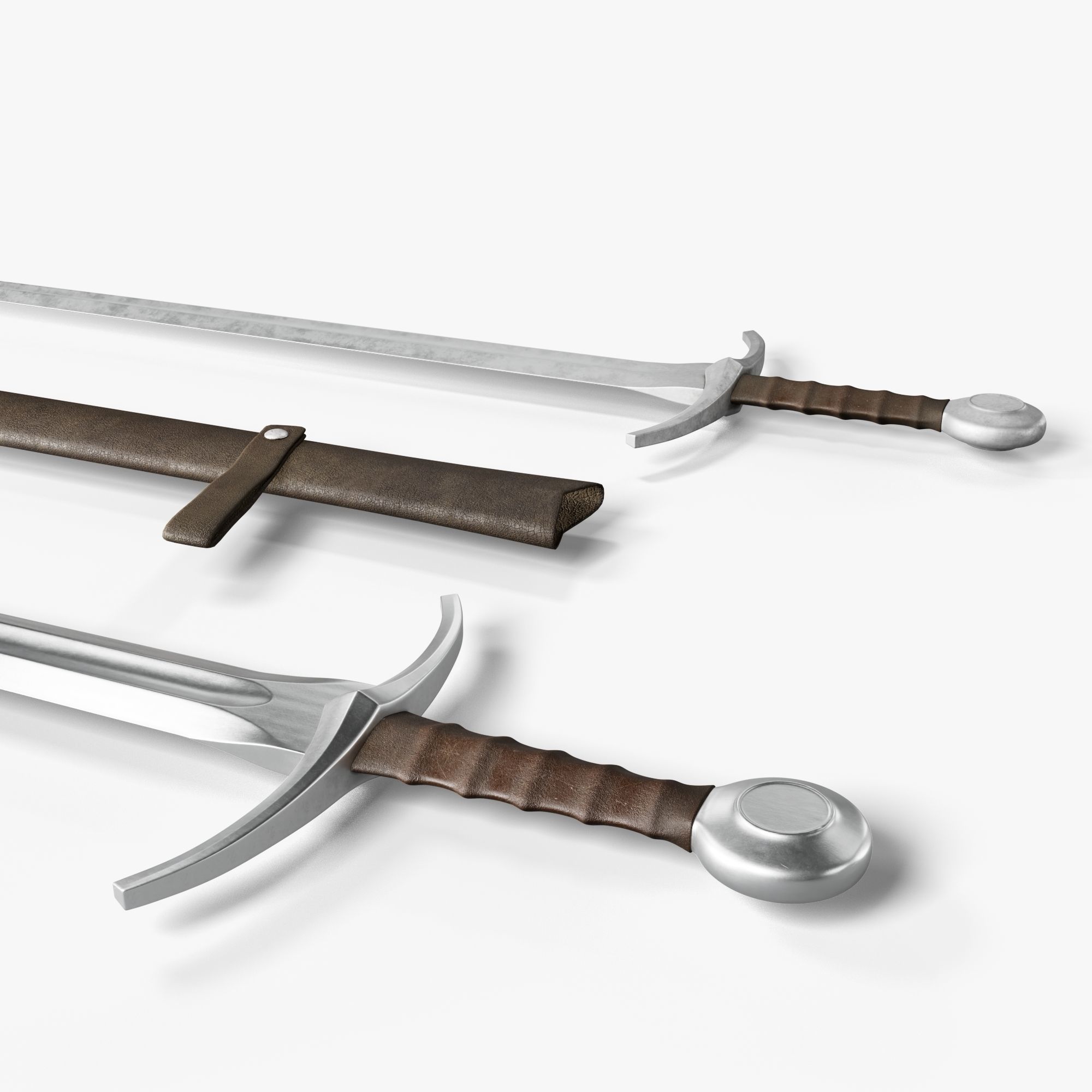 Collection medieval swords 01-05 plus old textures and sheaths 3D model_21