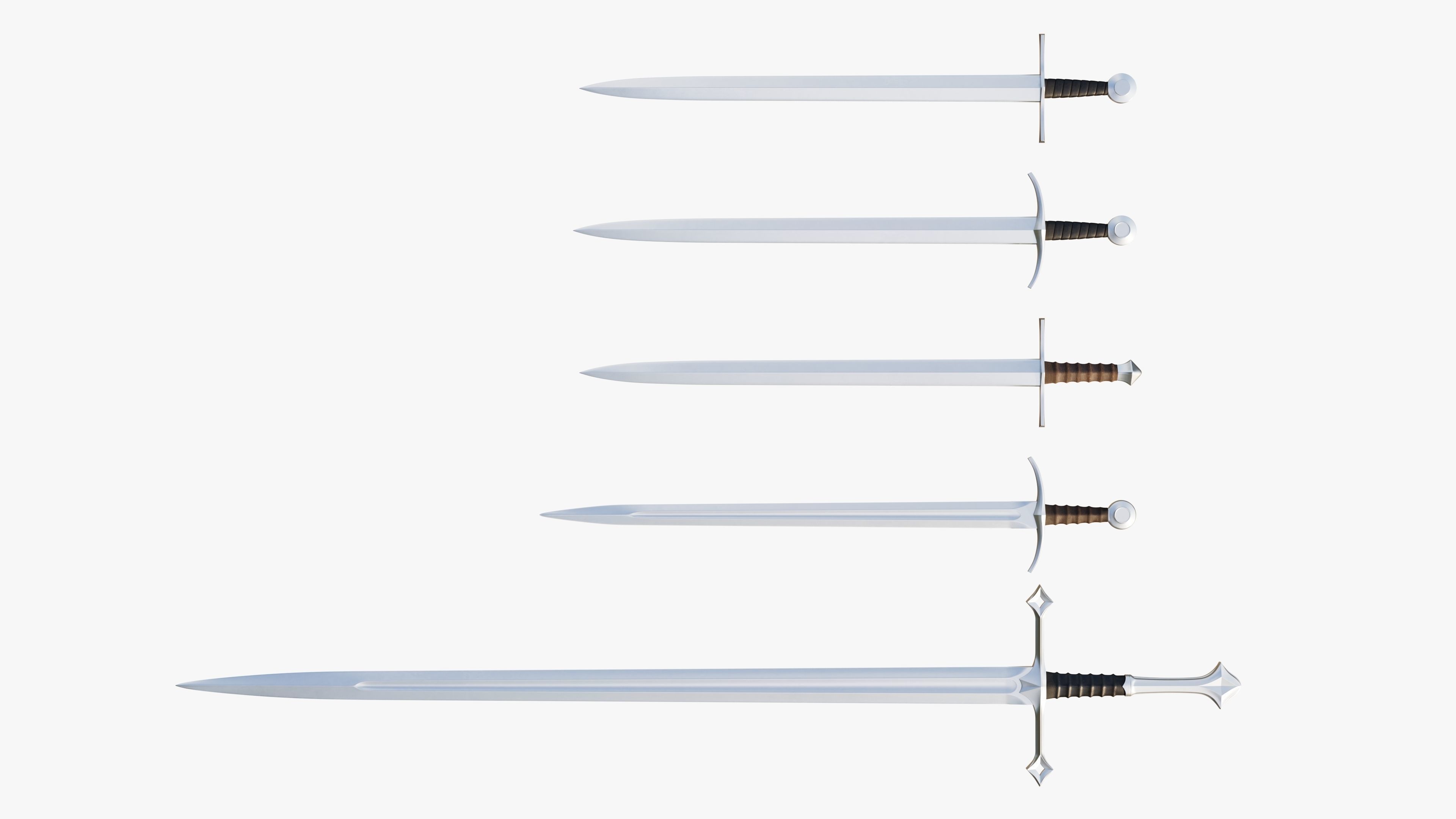 Collection medieval swords 01-05 plus old textures and sheaths 3D model_6