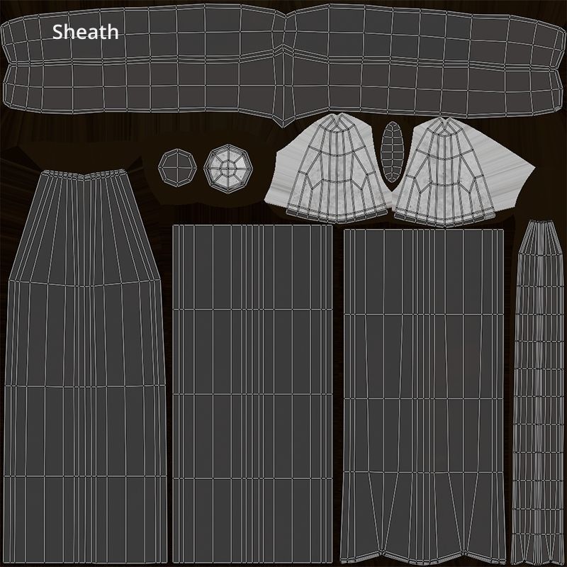 Collection medieval swords 01-05 plus old textures and sheaths 3D model_48