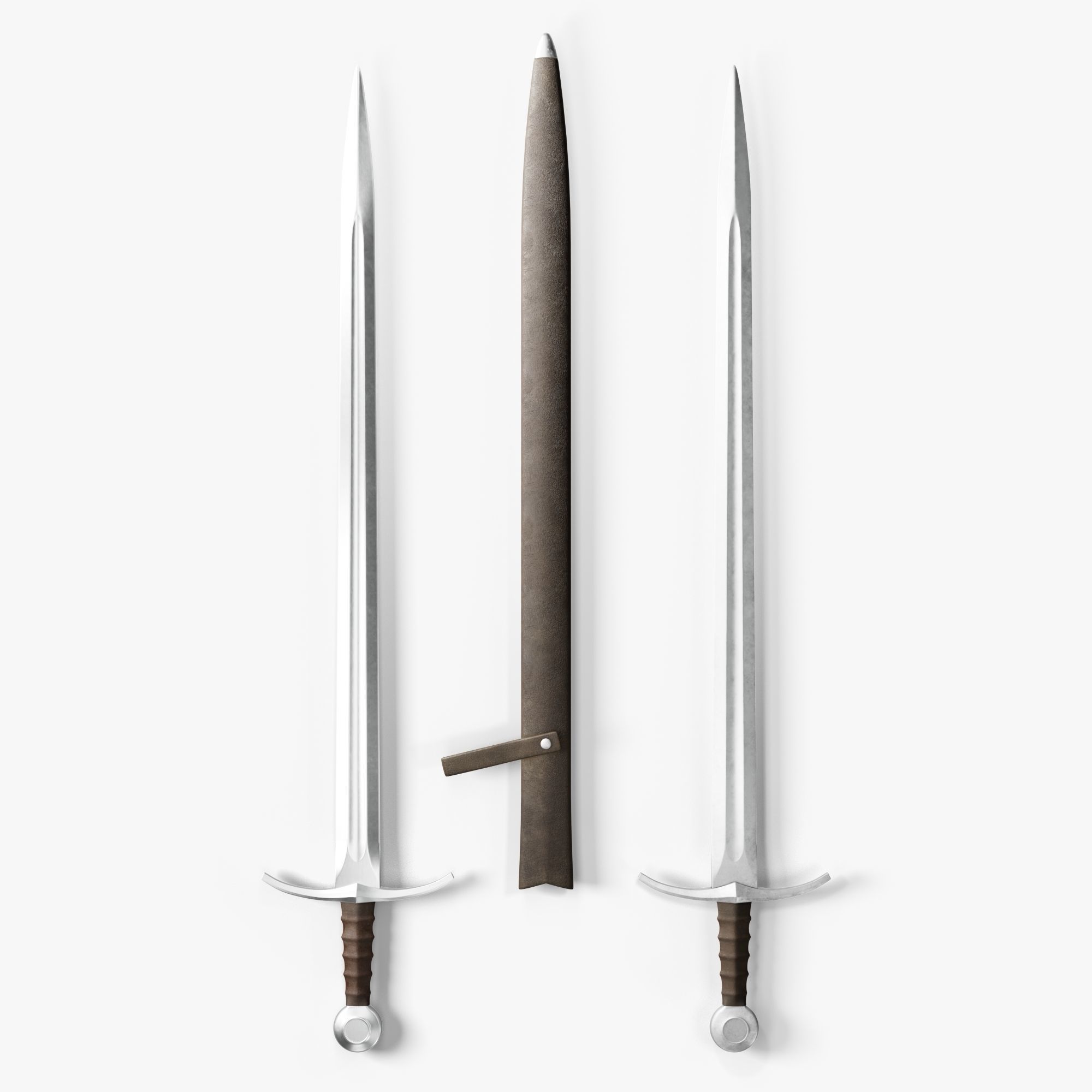 Collection medieval swords 01-05 plus old textures and sheaths 3D model_22