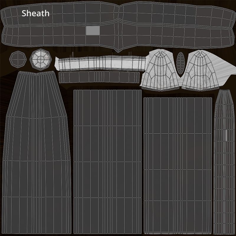 Collection medieval swords 01-05 plus old textures and sheaths 3D model_37