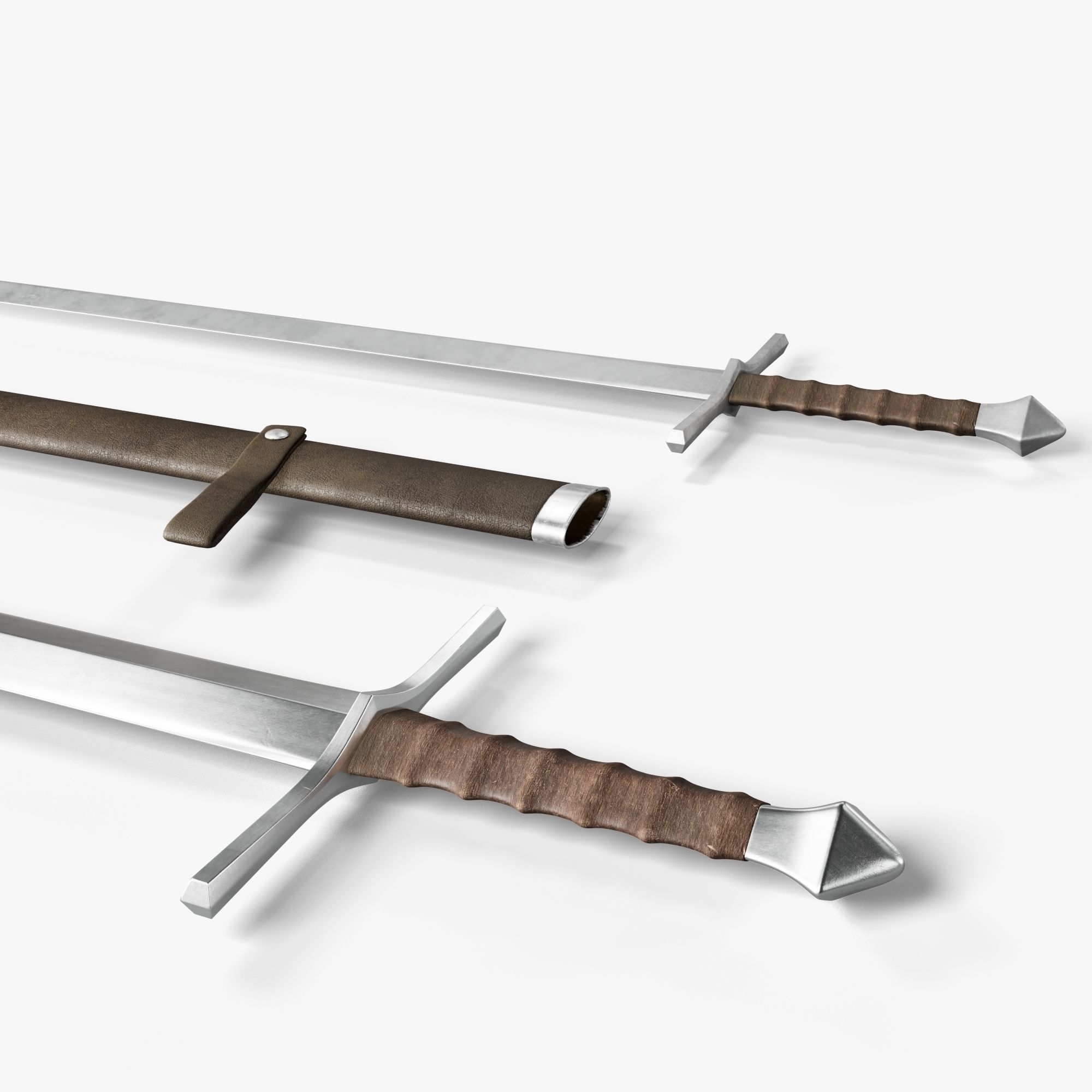 Collection medieval swords 01-05 plus old textures and sheaths 3D model_32