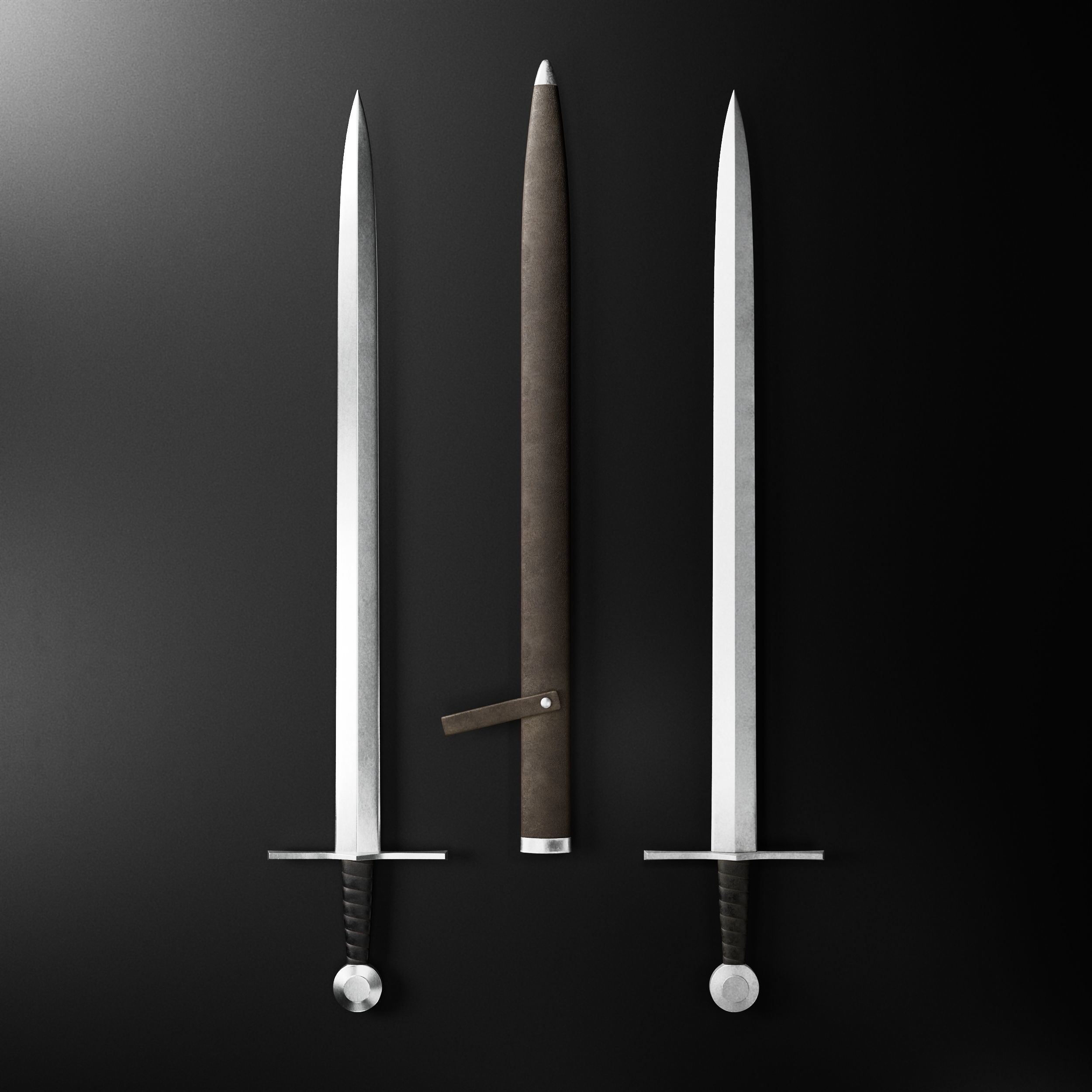 Collection medieval swords 01-05 plus old textures and sheaths 3D model_68