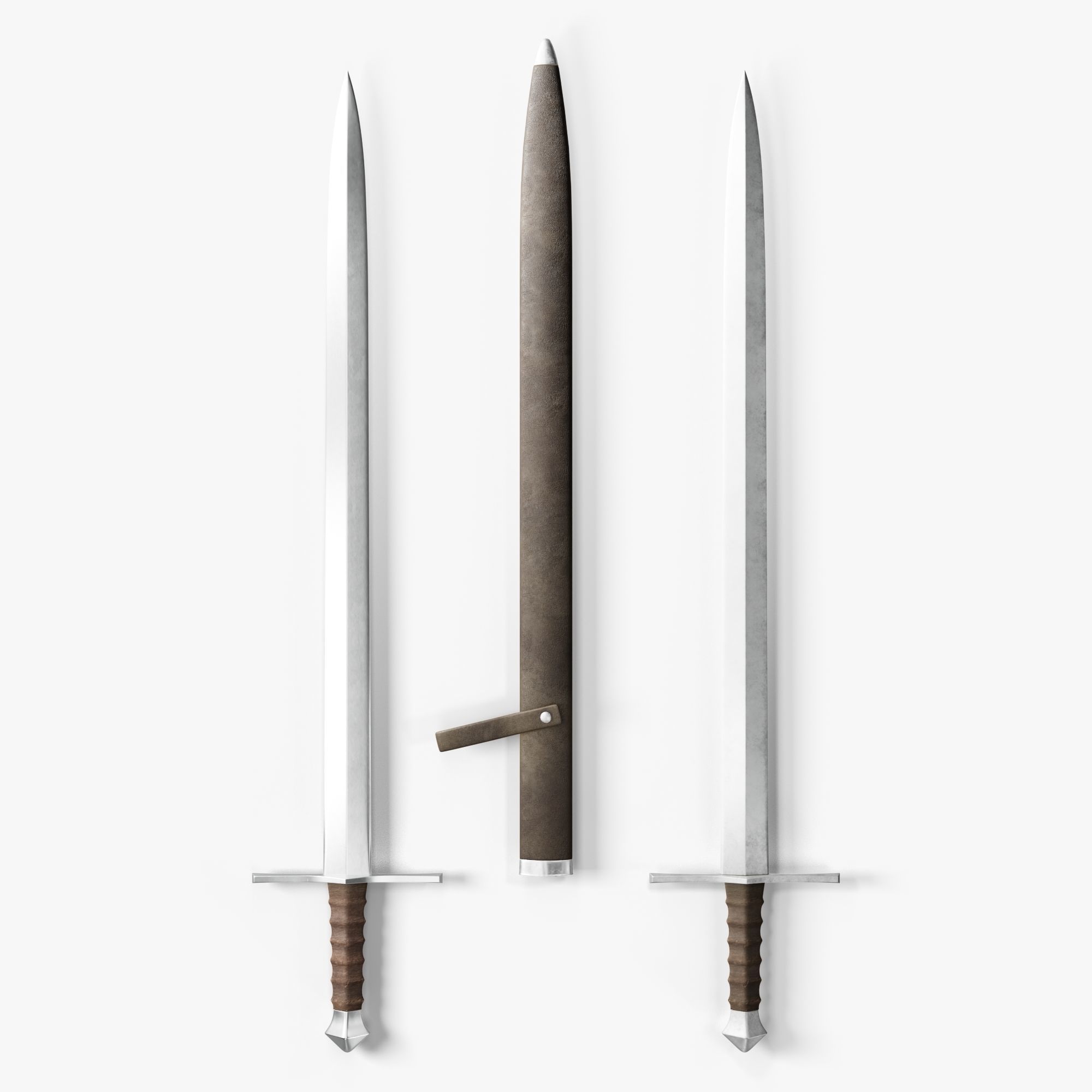 Collection medieval swords 01-05 plus old textures and sheaths 3D model_33