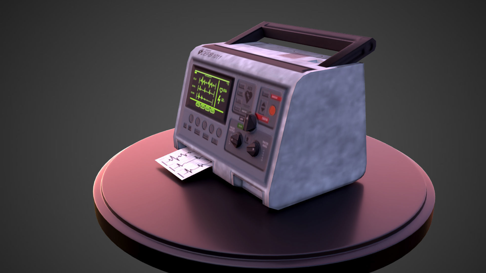 Defibrillator old radio Low-poly 3D model_4