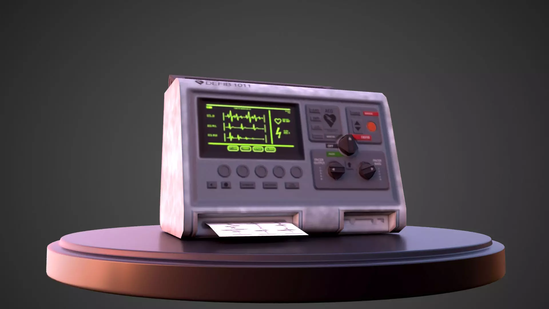 Defibrillator old radio Low-poly 3D model_0