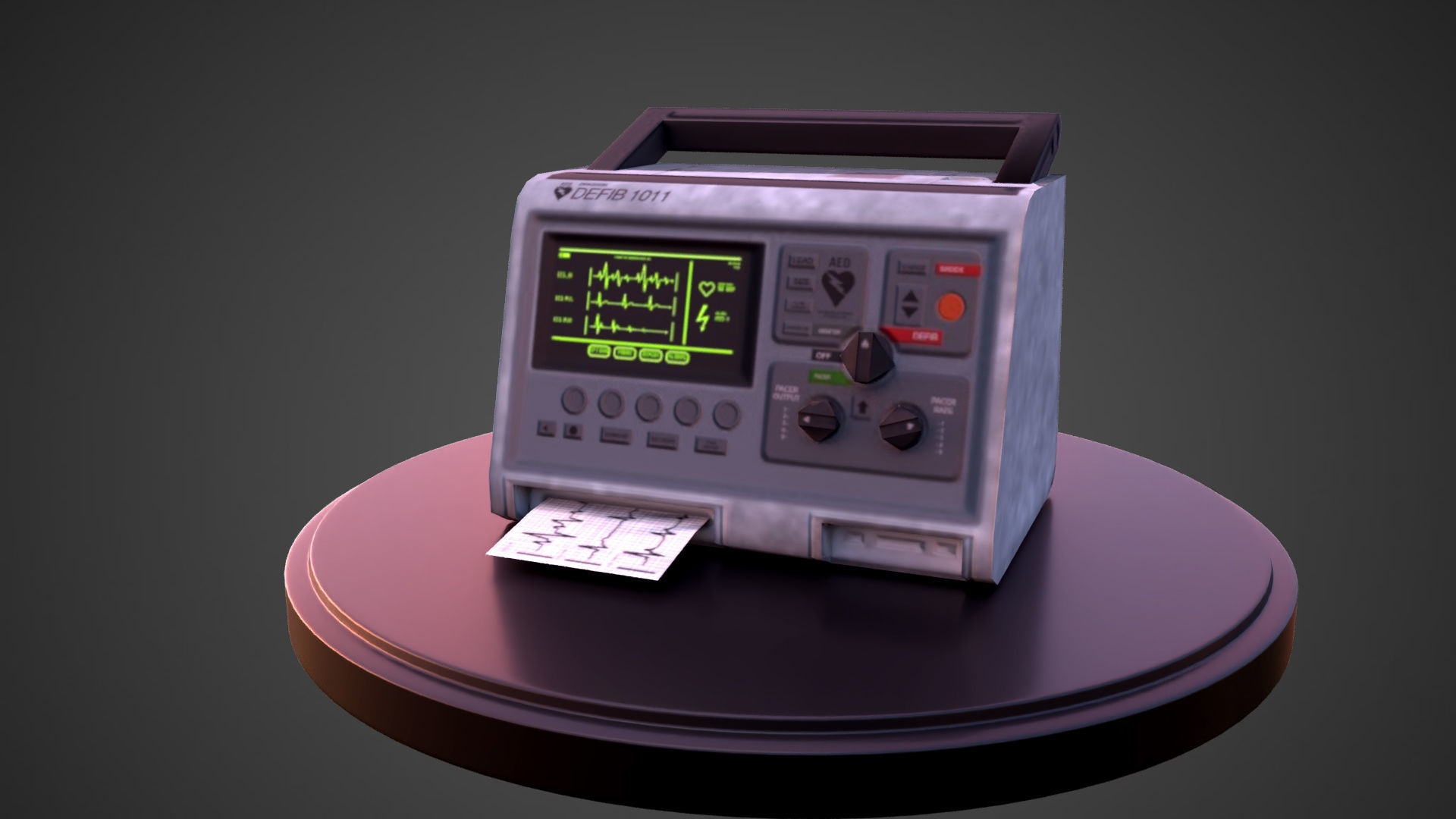 Defibrillator old radio Low-poly 3D model_1