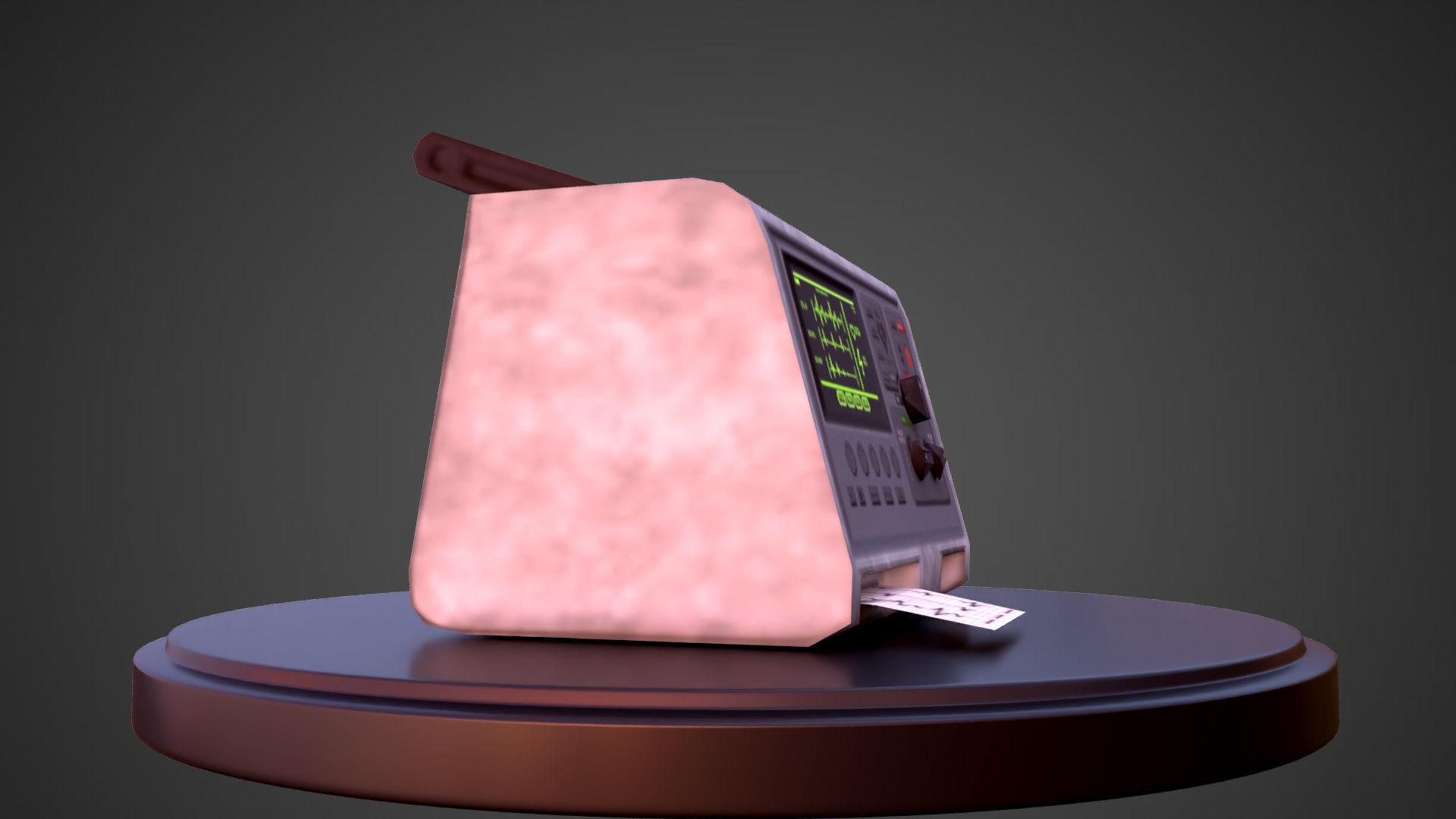 Defibrillator old radio Low-poly 3D model_2