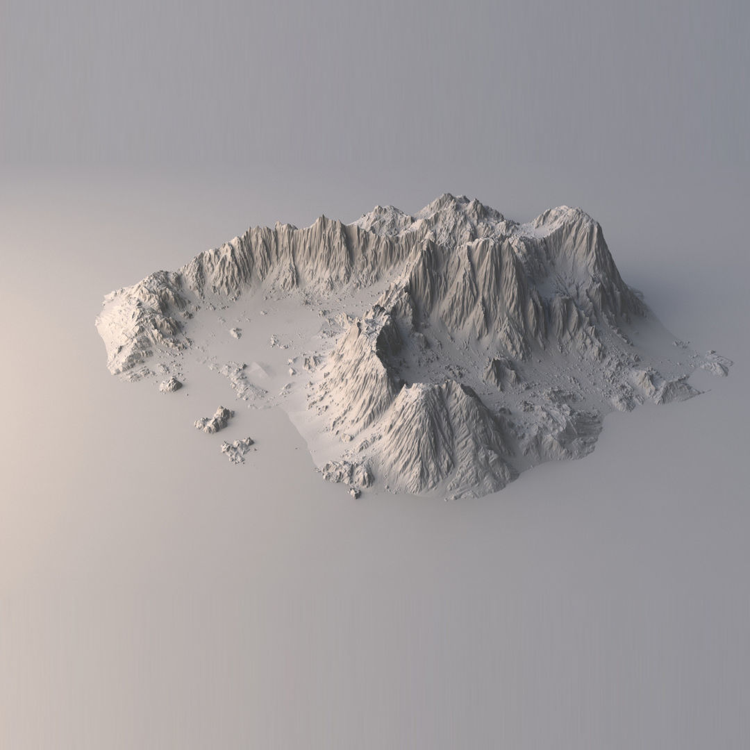 Tropical Island Terrain 1 Low-poly 3D model_8