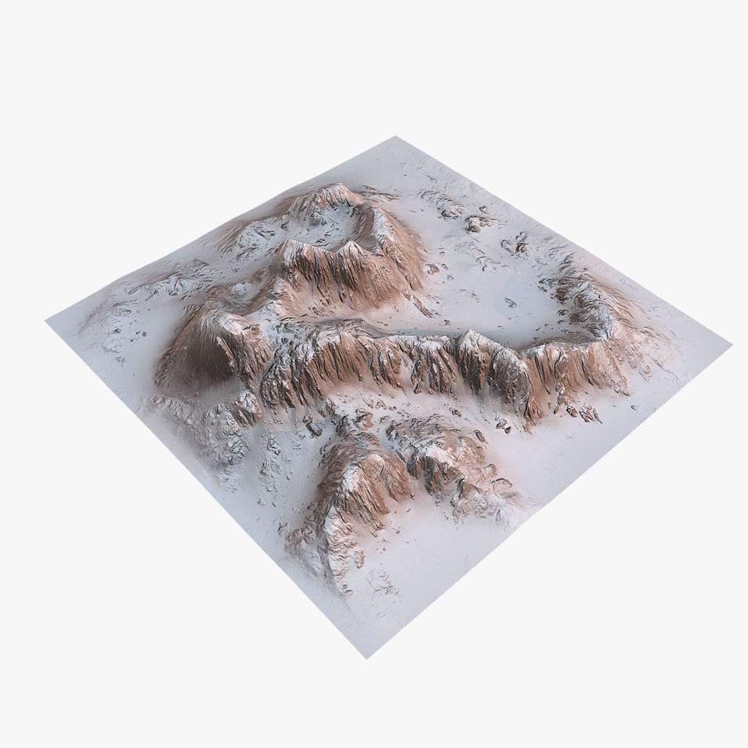 Tropical Island Terrain 1 Low-poly 3D model_14