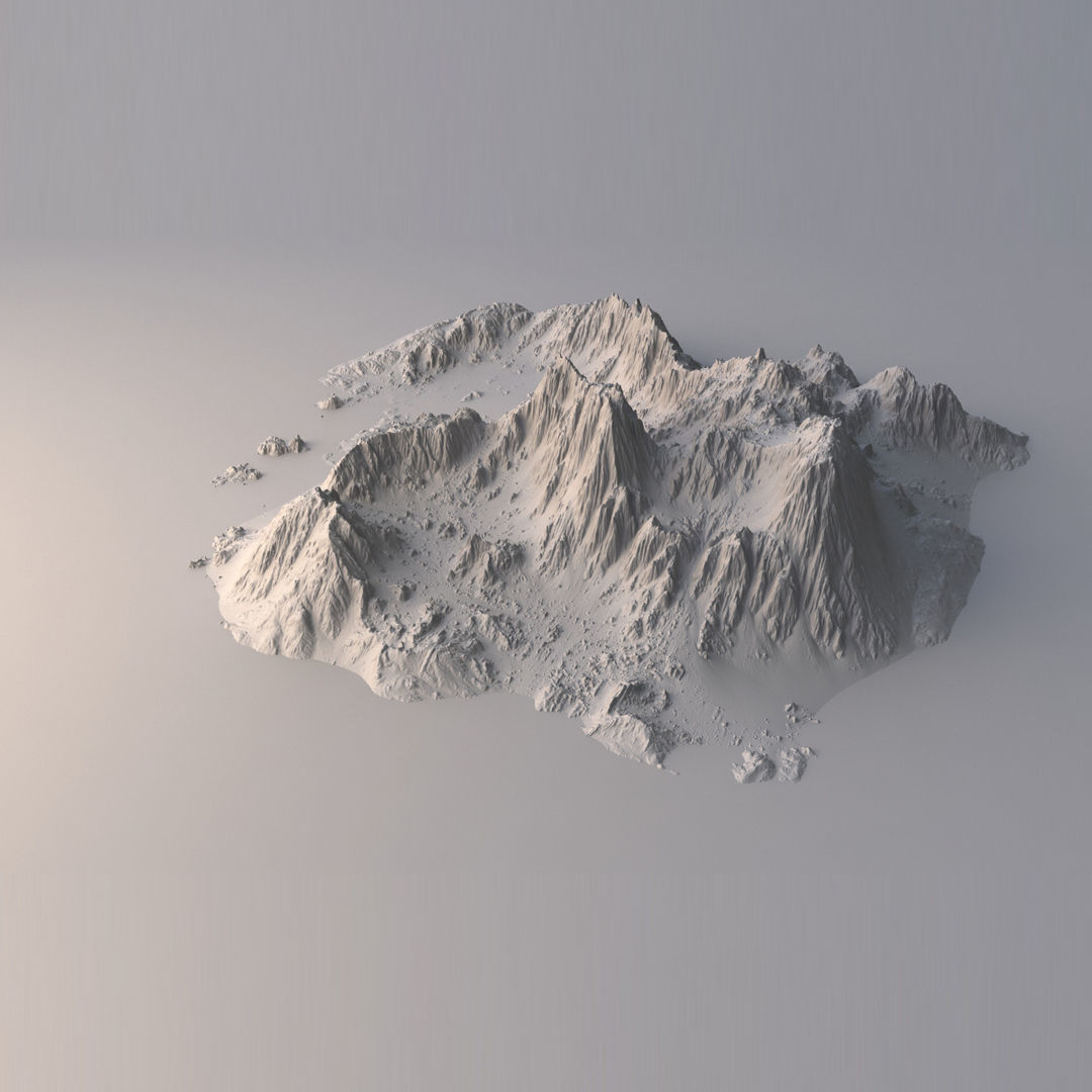 Tropical Island Terrain 1 Low-poly 3D model_7