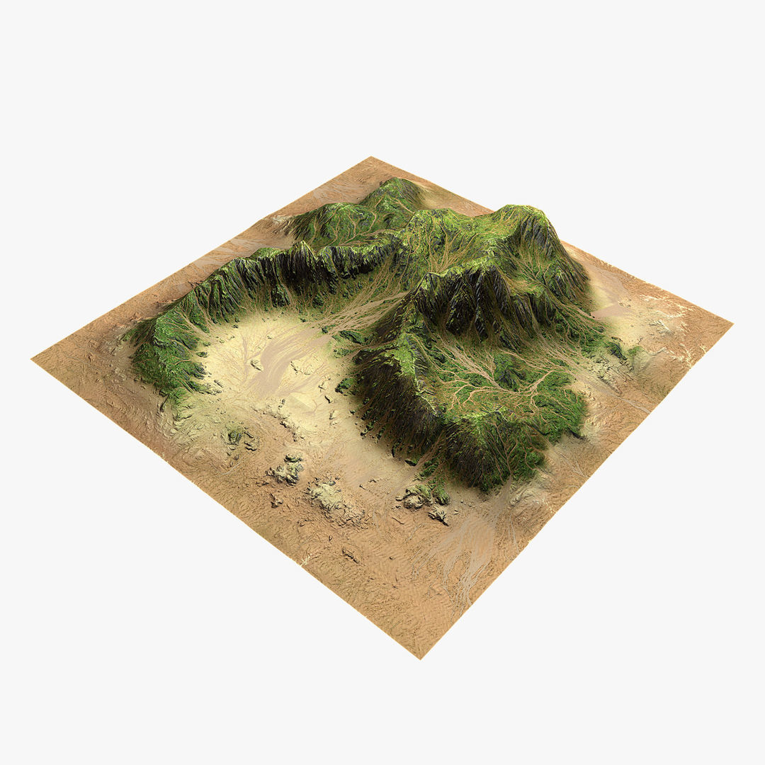 Tropical Island Terrain 1 Low-poly 3D model_9