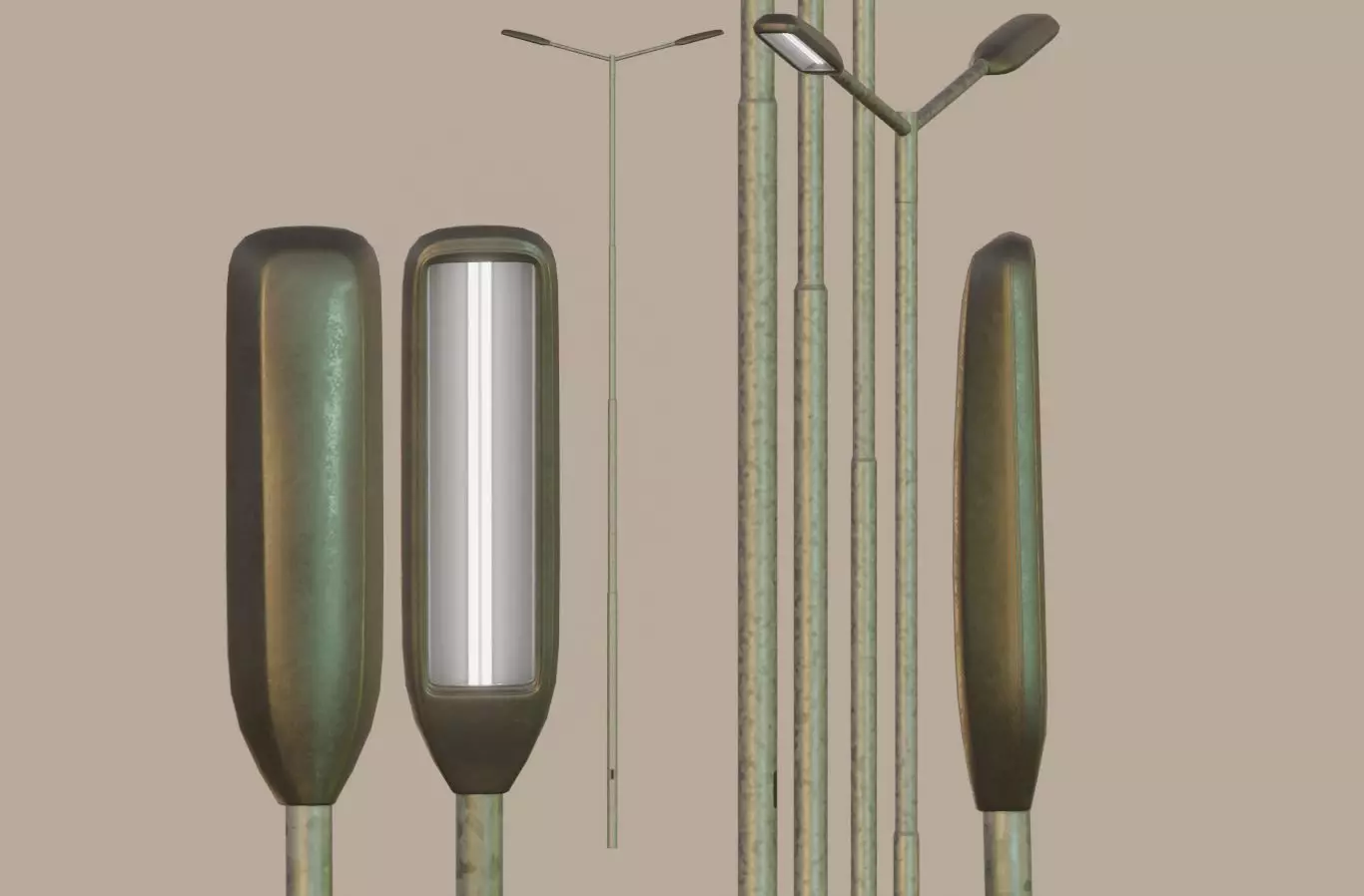 Street Light 3 Galvanized F2 M1 K0 10000 mm Low-poly 3D model_0