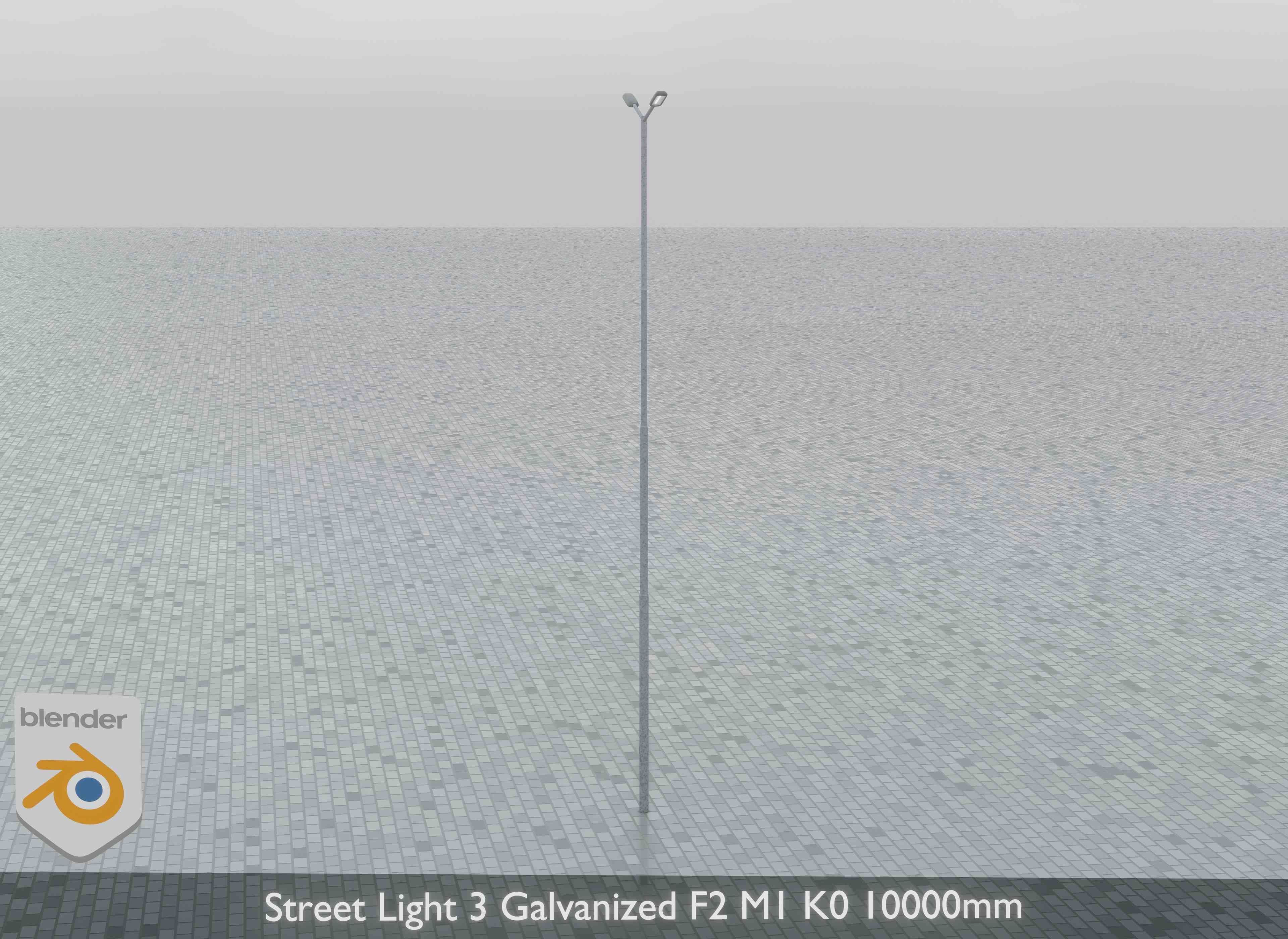 Street Light 3 Galvanized F2 M1 K0 10000 mm Low-poly 3D model_5