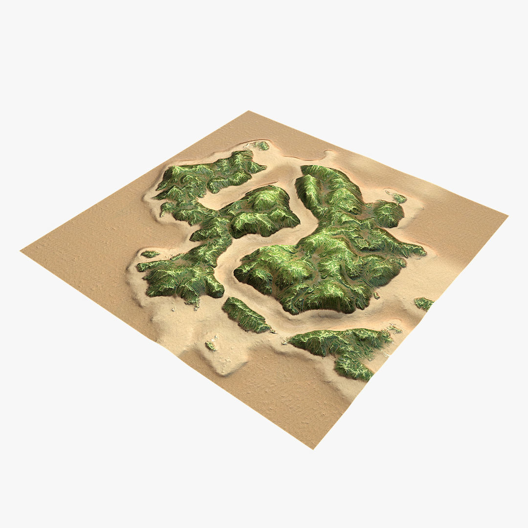 Tropical Island Terrain 2 Low-poly 3D model_9