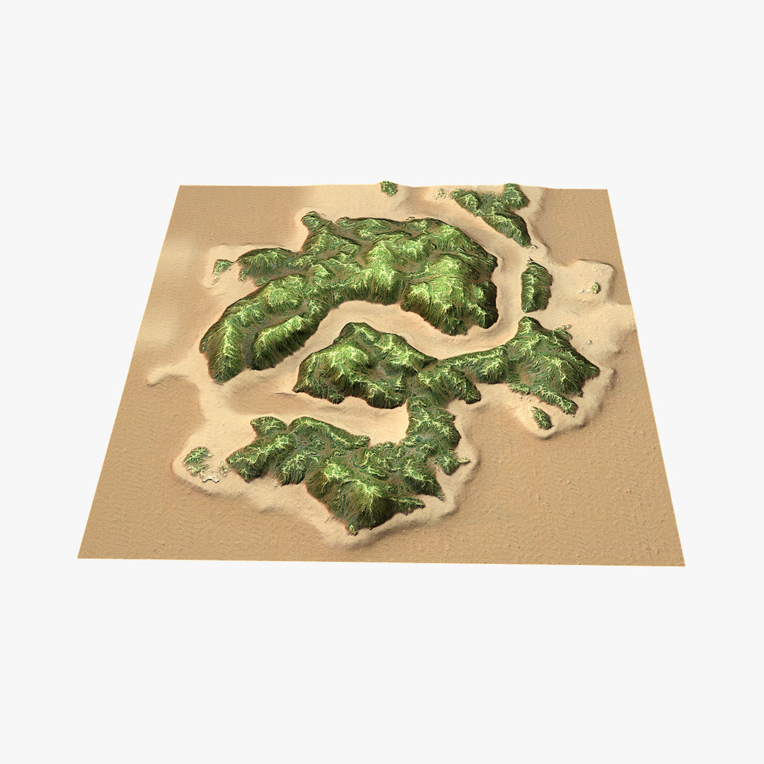 Tropical Island Terrain 2 Low-poly 3D model_11