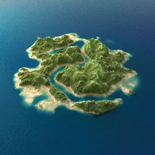 Tropical Island Terrain 2 Low-poly 3D model