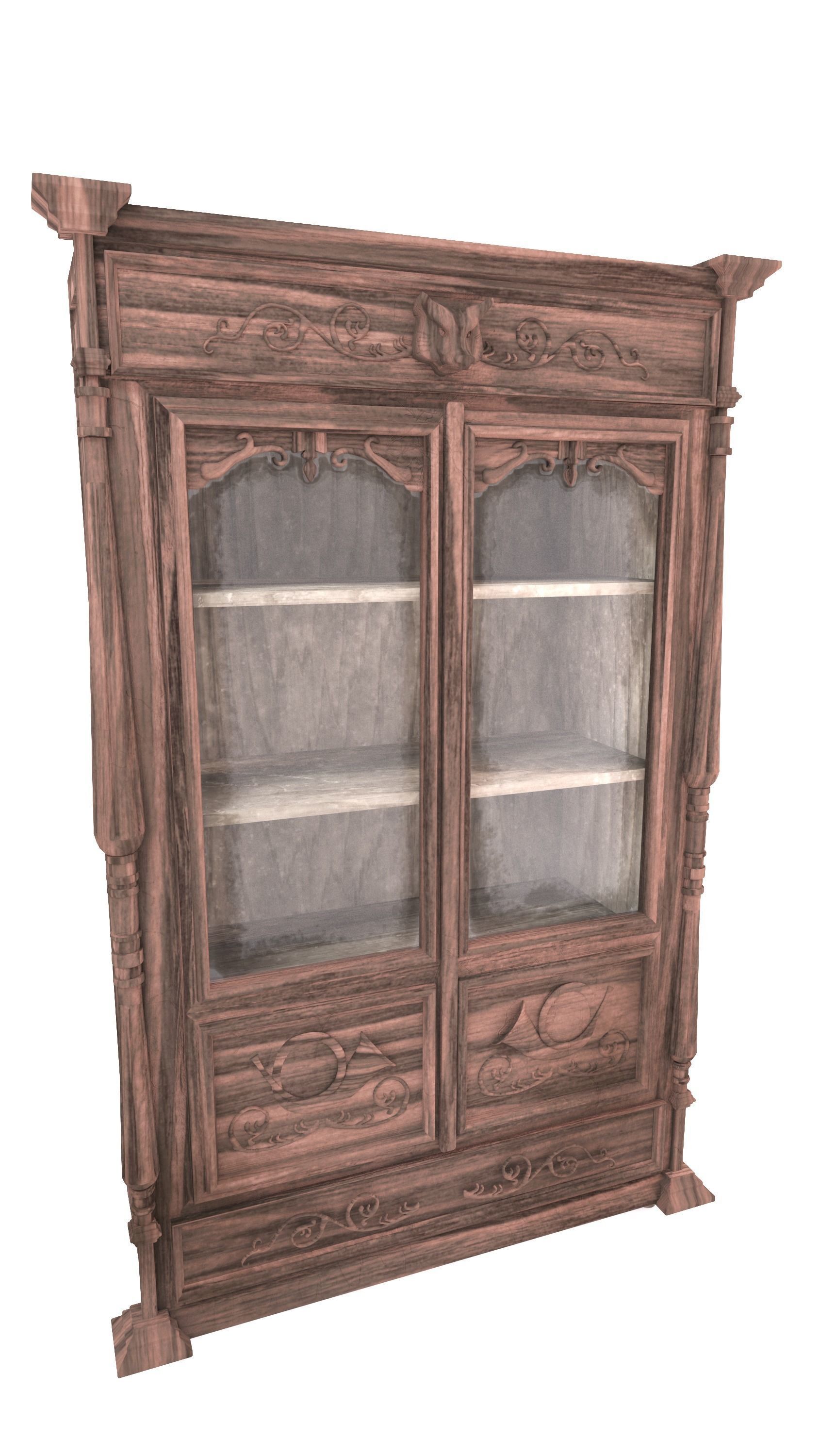 Hunting-style bookcase 3D model_4