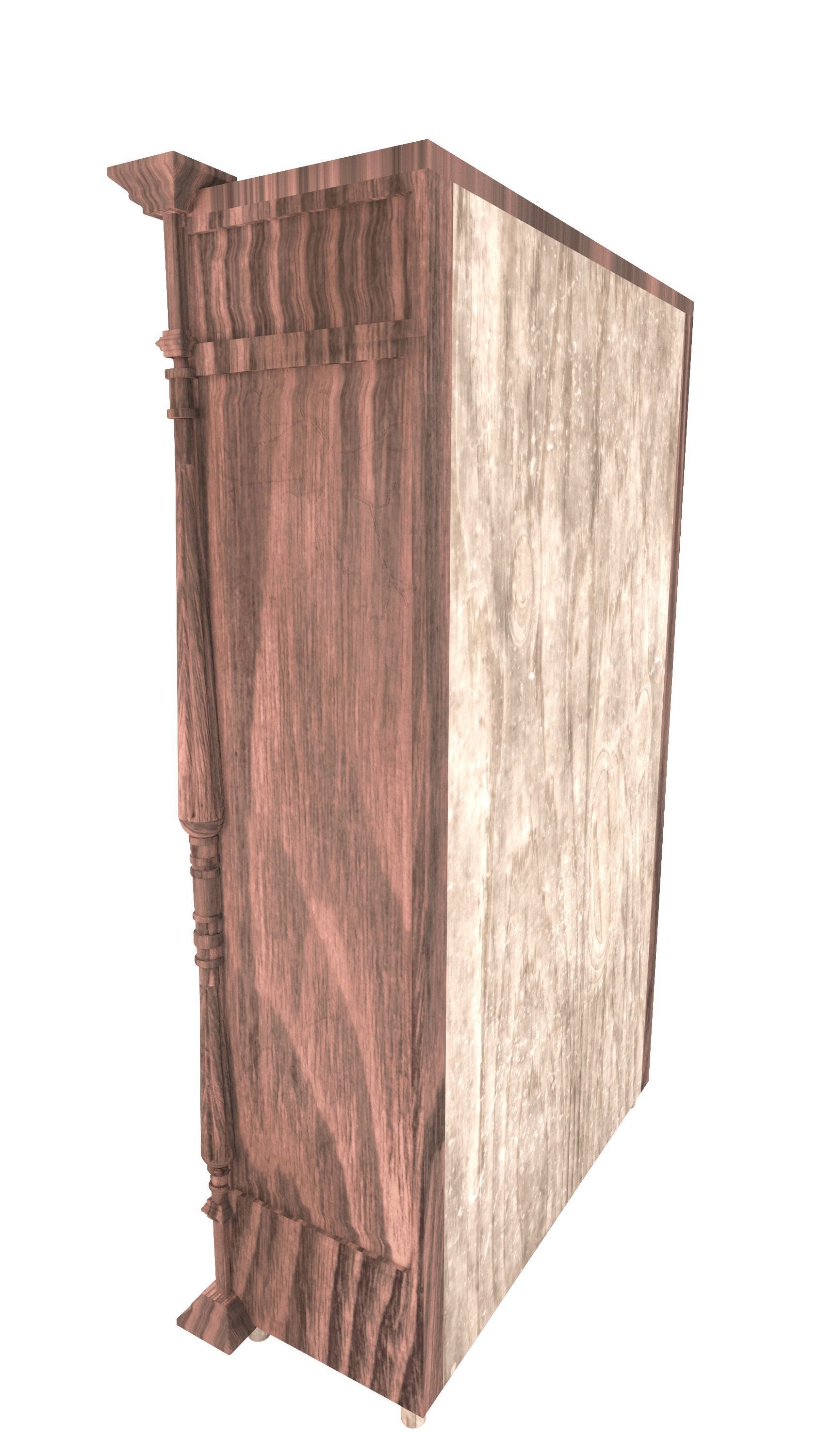 Hunting-style bookcase 3D model_5