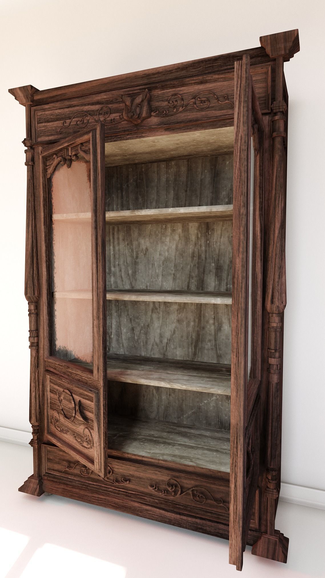 Hunting-style bookcase 3D model_2