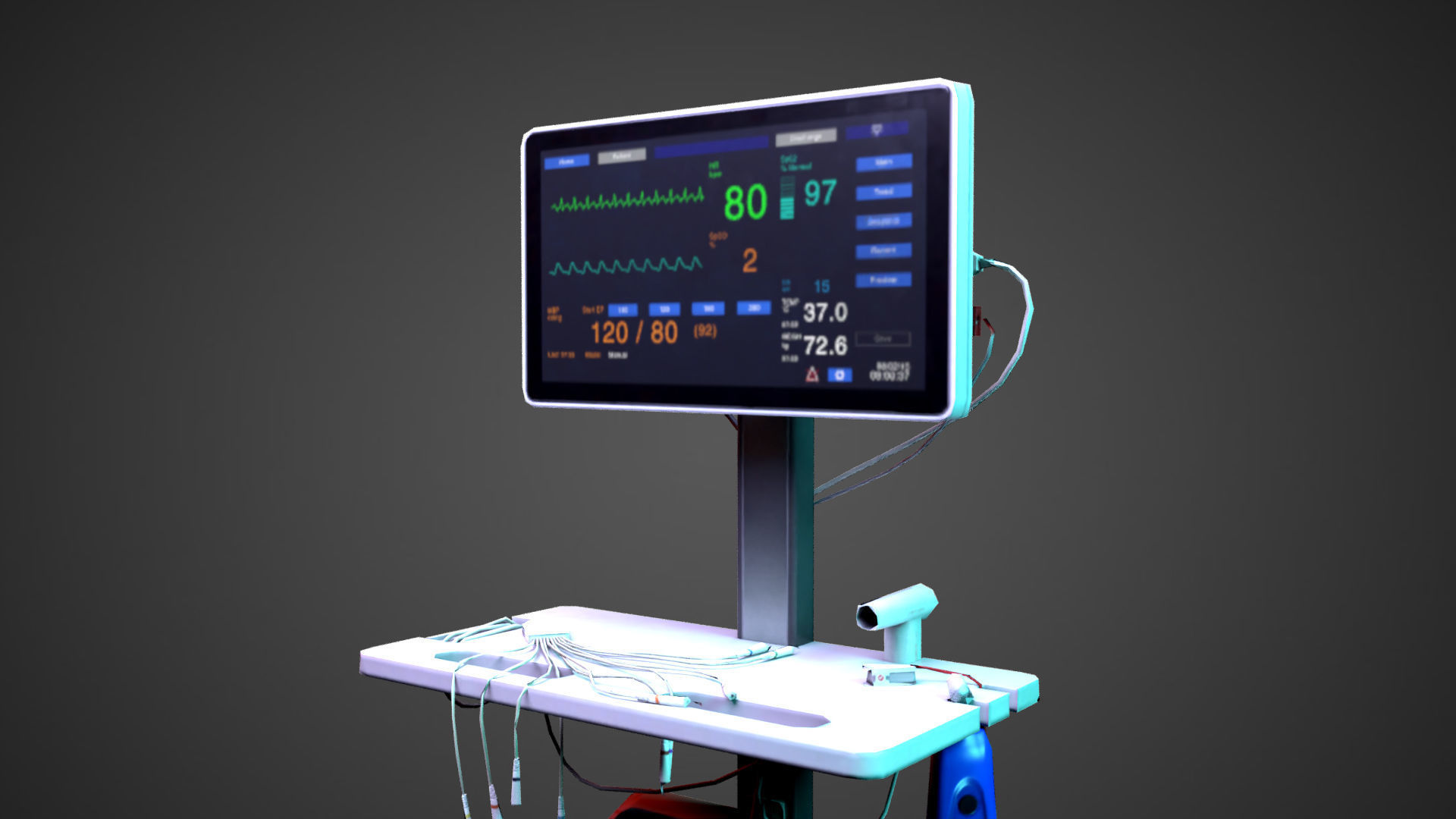 ECG Machine Low-poly 3D model_5