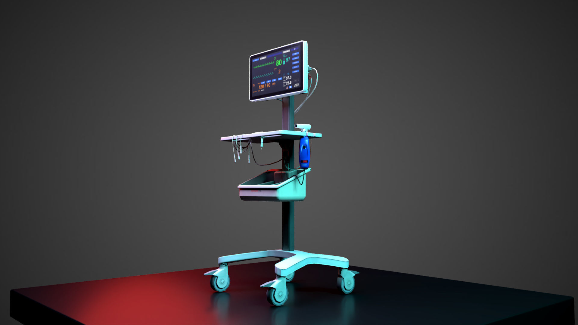 ECG Machine Low-poly 3D model_4