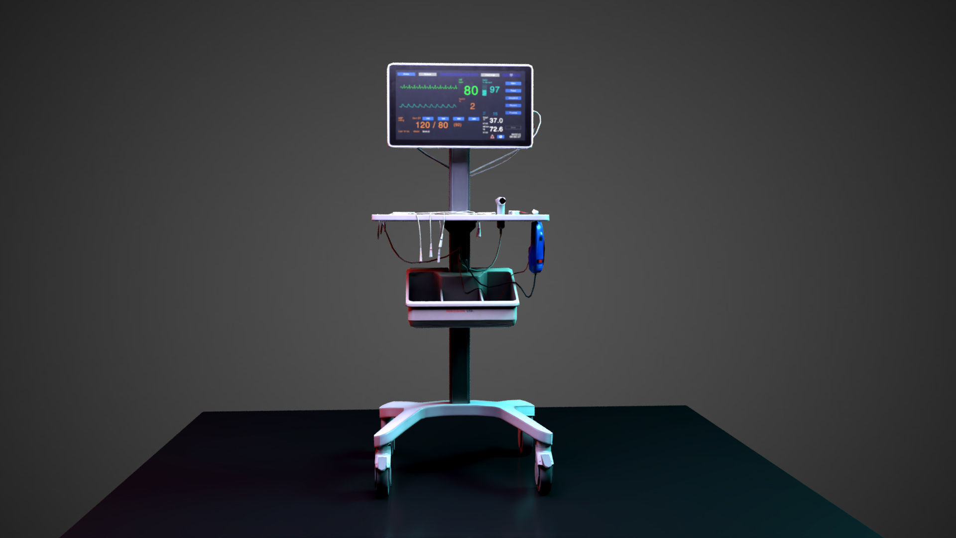ECG Machine Low-poly 3D model_1