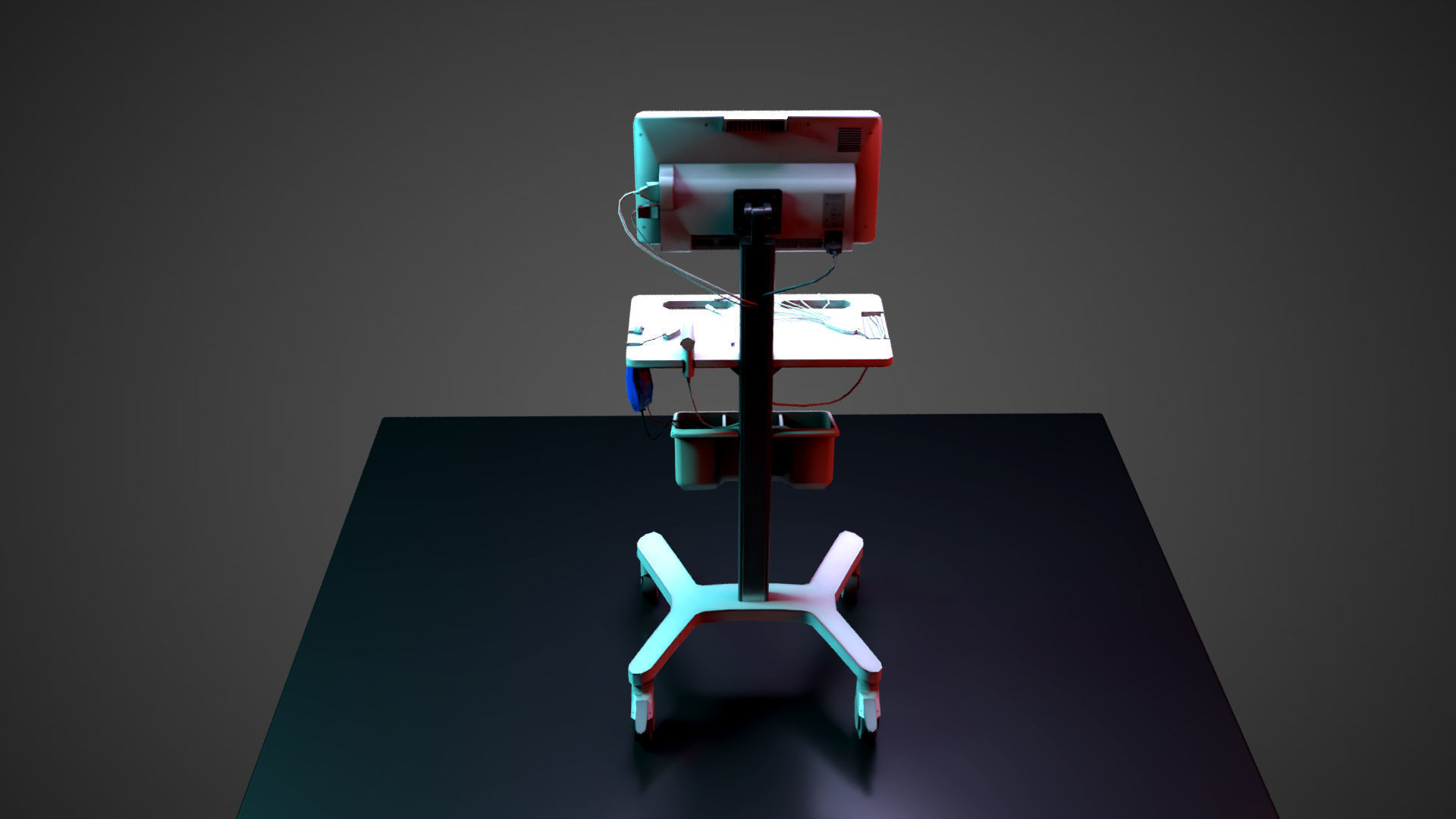 ECG Machine Low-poly 3D model_3